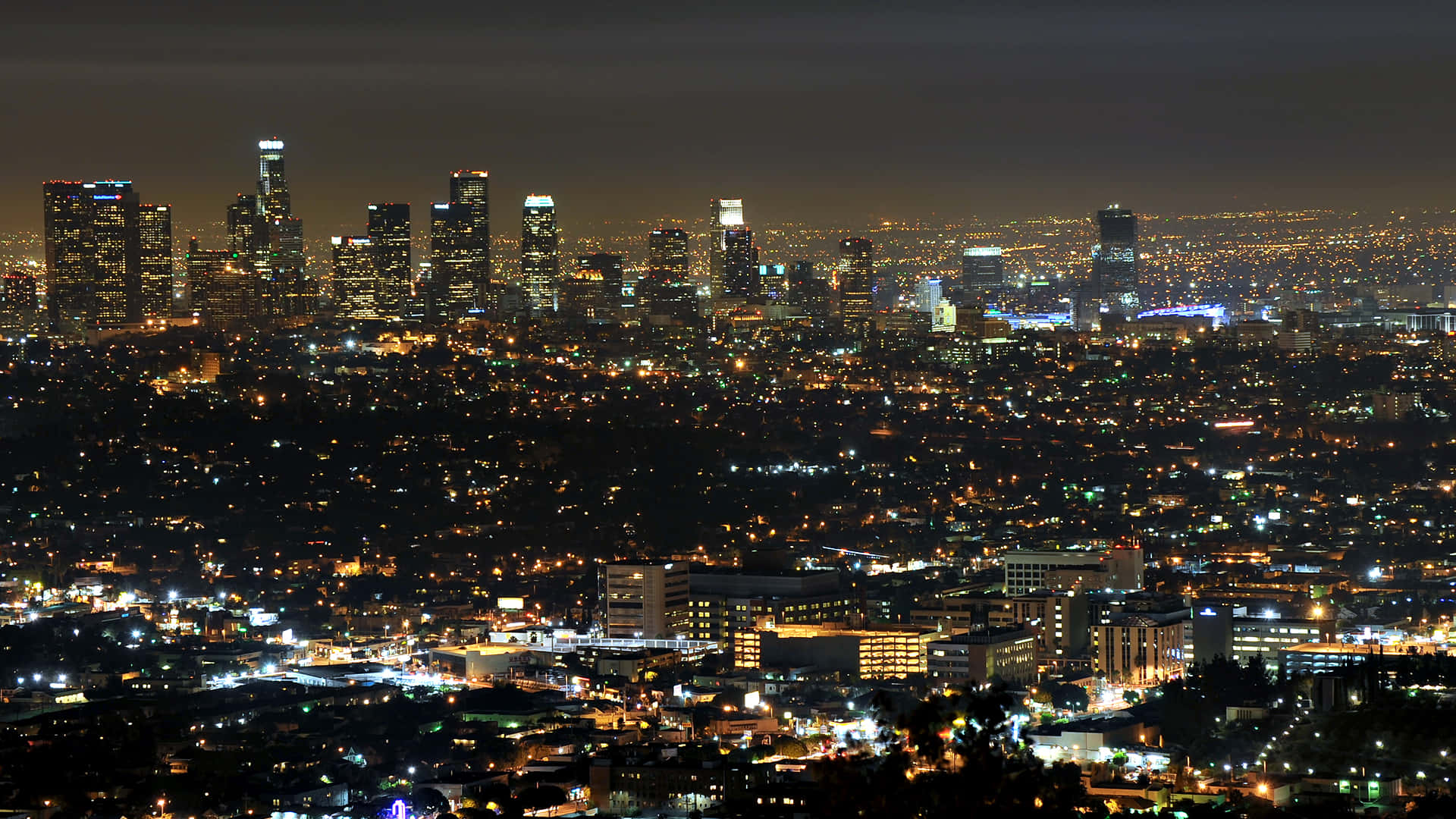 Los Angeles, night, skyline, Full HD Desktop Wallpaper