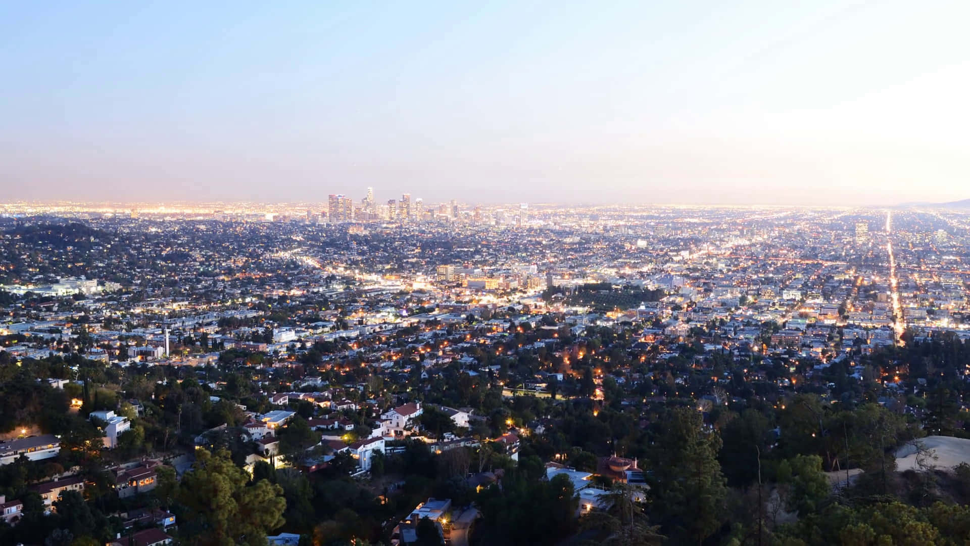Los Angeles, cityscape, dusk, Full HD Desktop Wallpaper