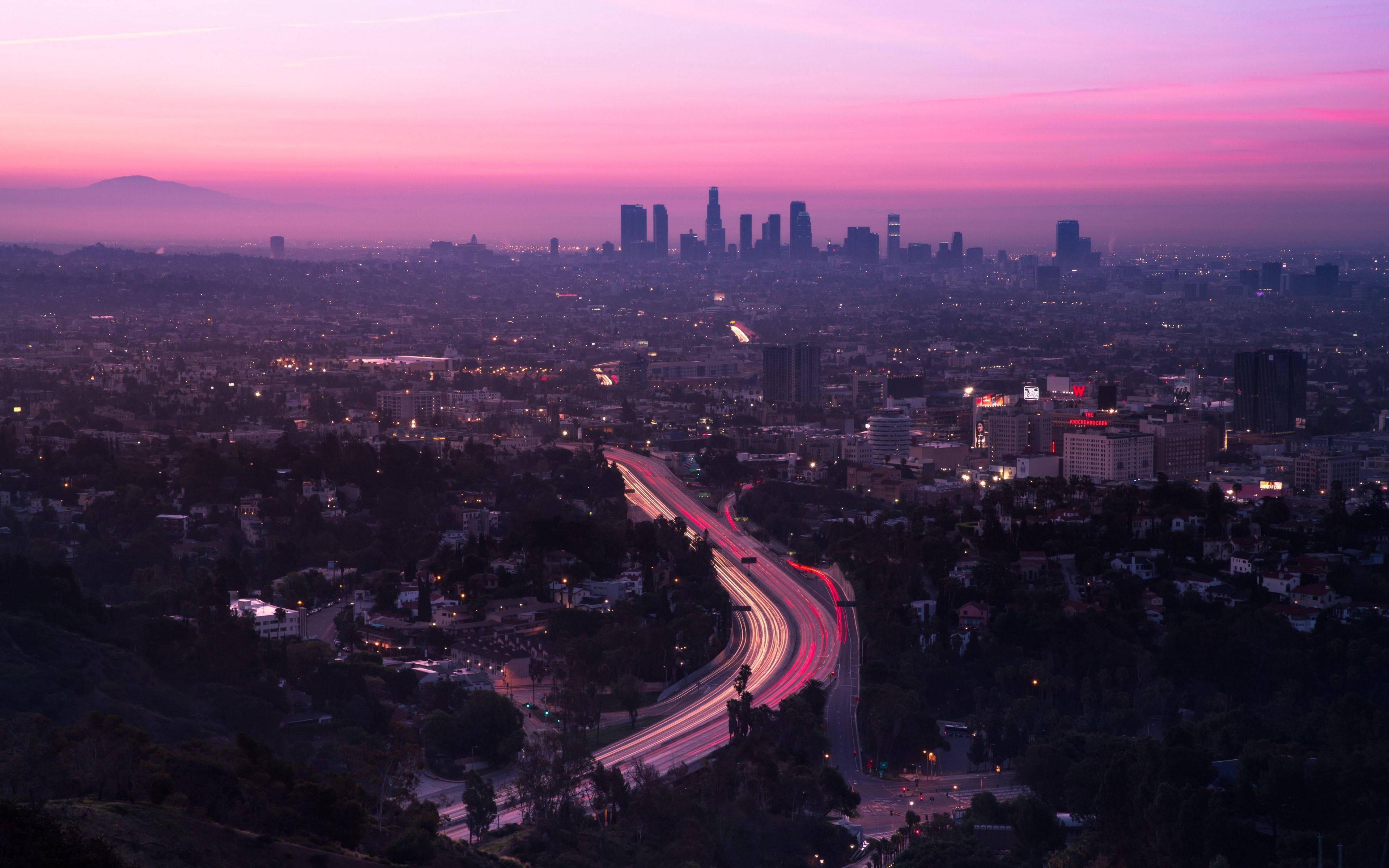 Los Angeles Sunset, pink sunset, vibrant pink, 4K Desktop Wallpaper