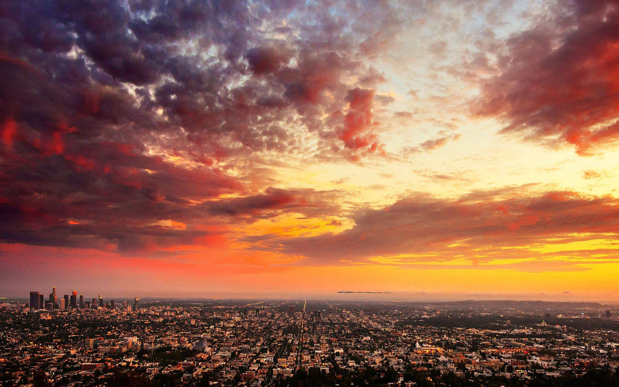 Los Angeles, sunset, cityscape, Full HD Desktop Wallpaper