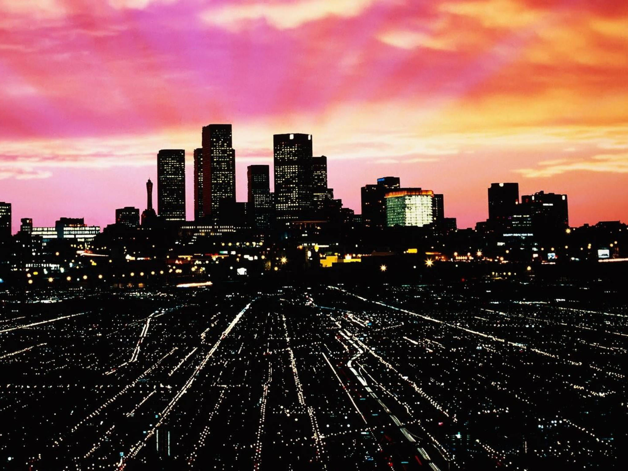 Los Angeles, Sunset, skyline, Full HD Desktop Wallpaper