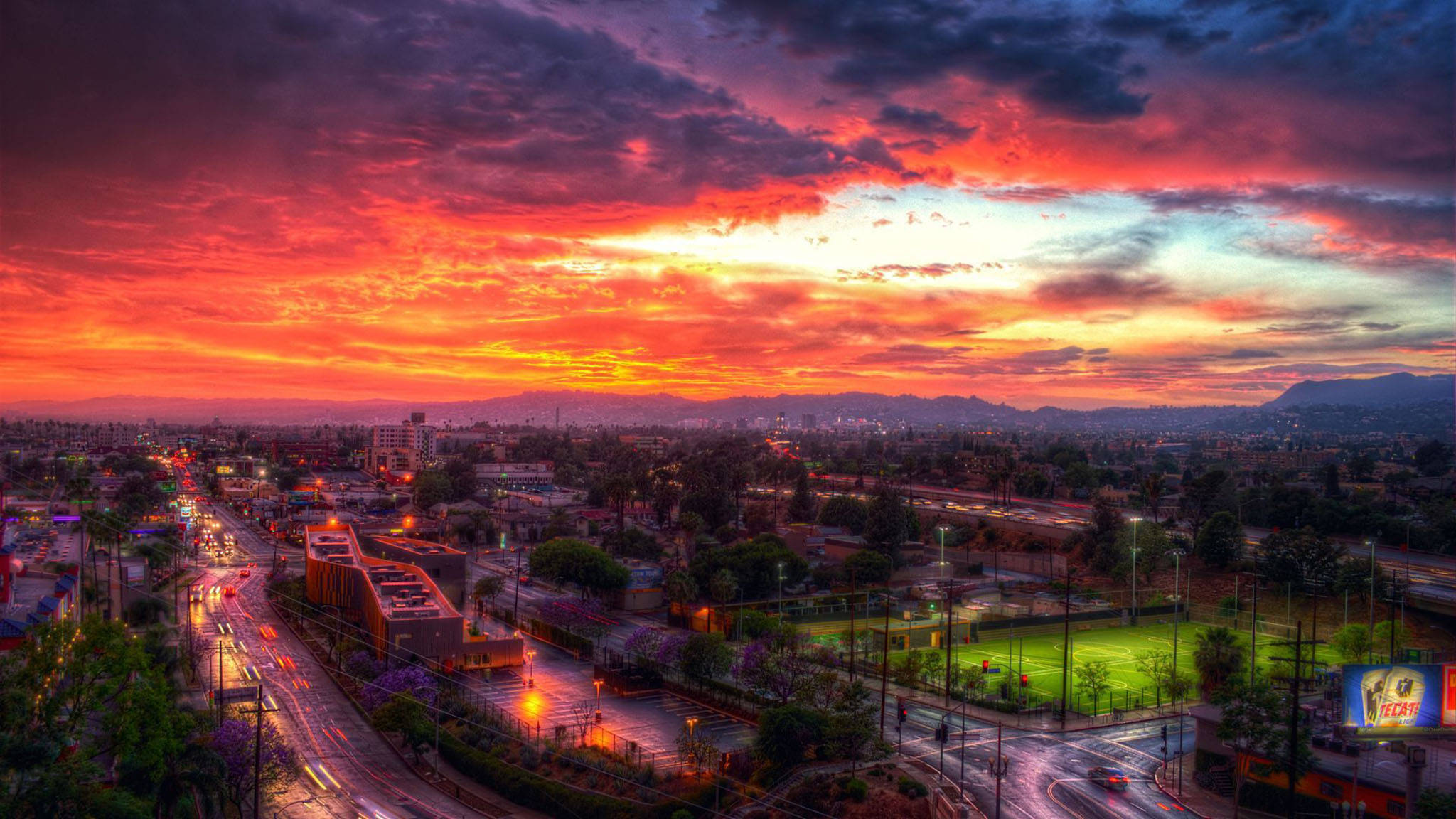 Fiery Red Los Angeles Sunset, Los Angeles Sunset, fiery reds, Full HD Desktop Wallpaper