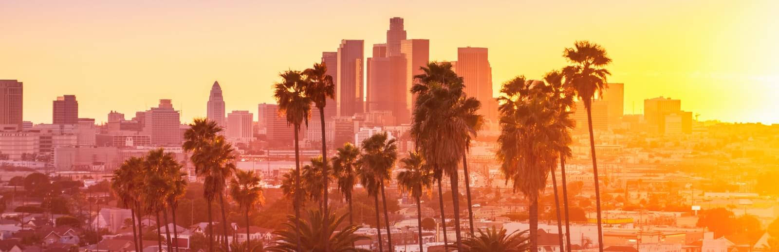 Los Angeles, city skyline, sunset, HD Desktop Wallpaper