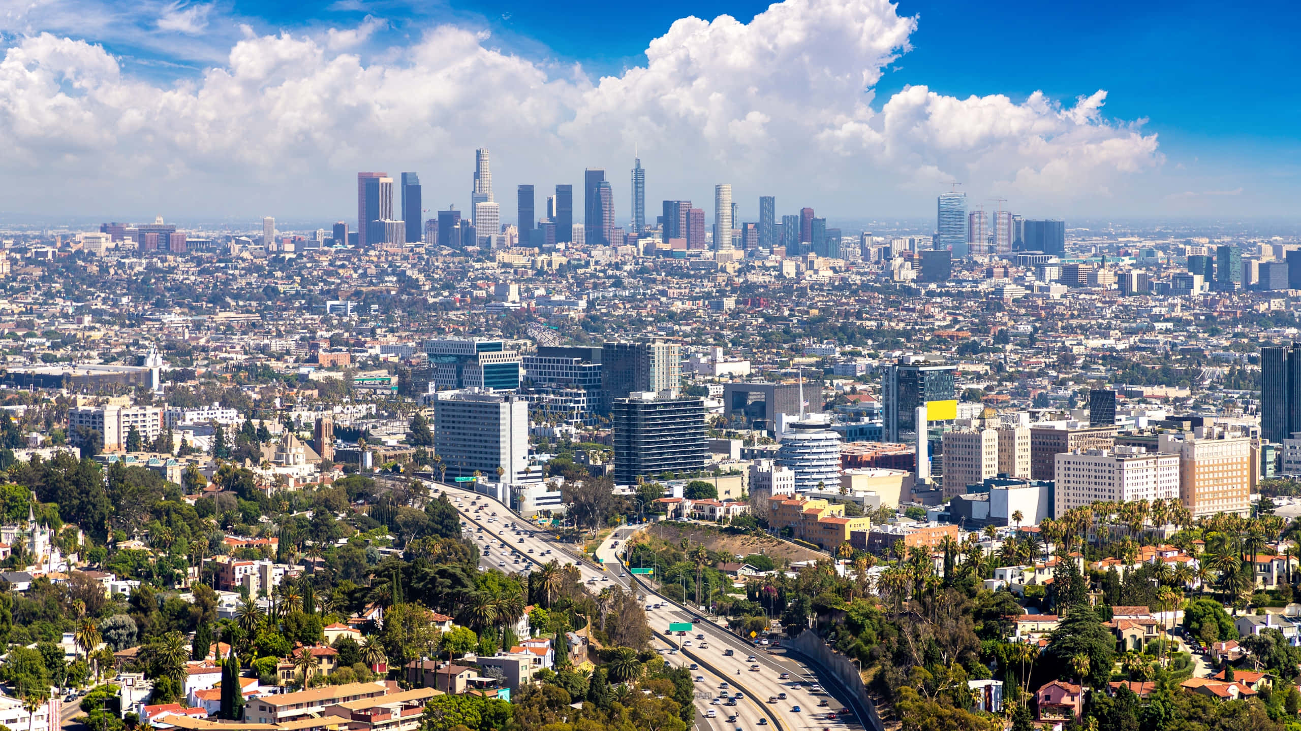 Los Angeles, skyline, towering skyscrapers, 2K Desktop Wallpaper