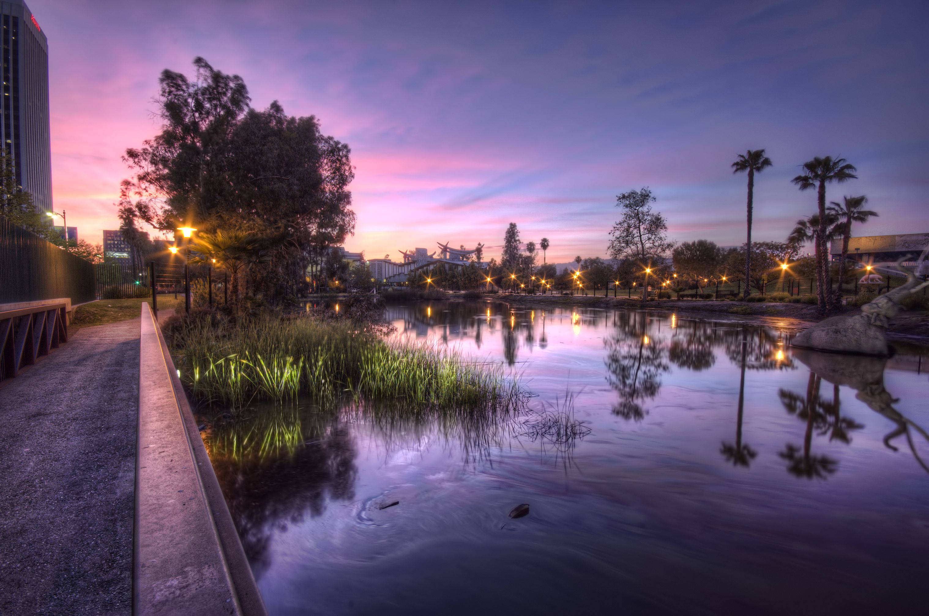 Los Angeles, park, lake, 2K Desktop Wallpaper