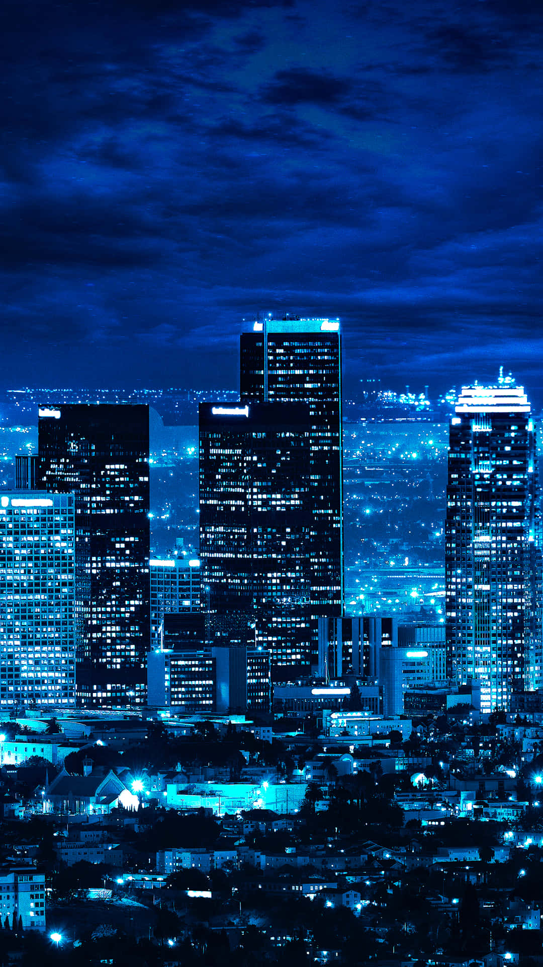 Los Angeles, blue night, skyline, Full HD Phone Wallpaper