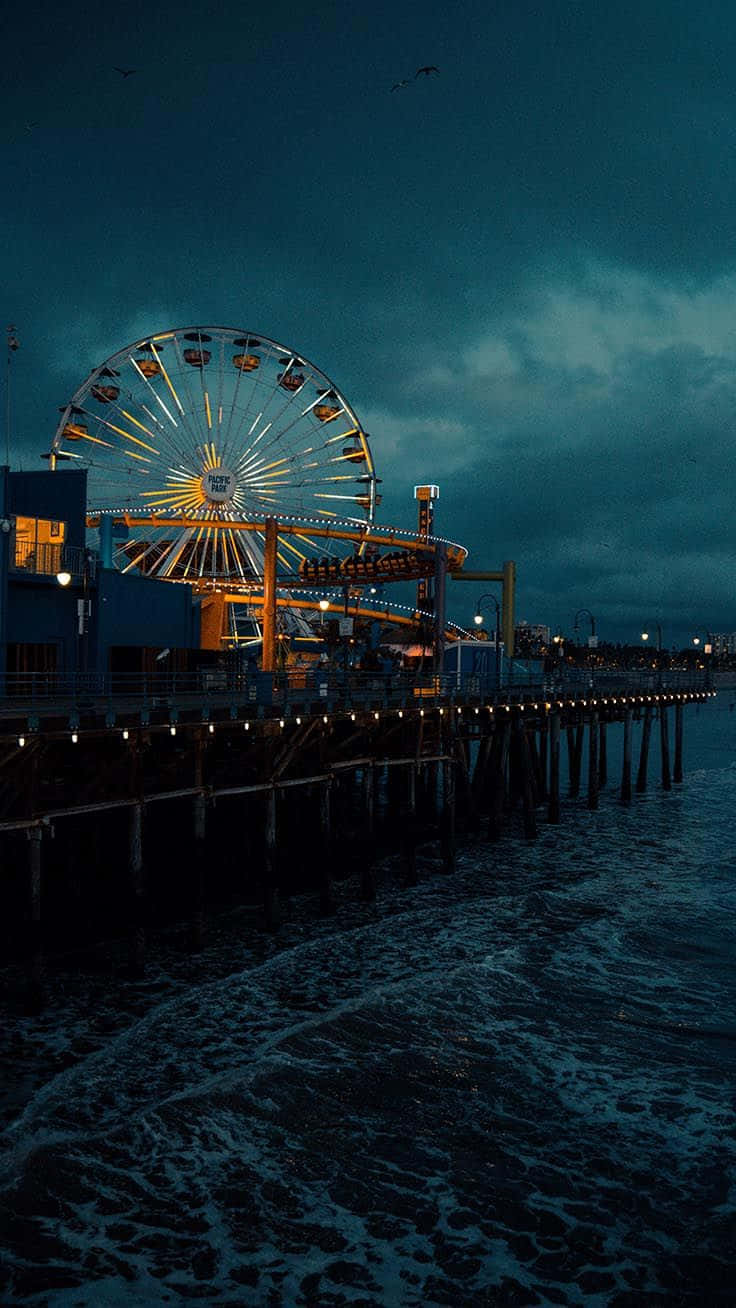 Los Angeles, Ferris wheel, pier, HD Phone Wallpaper