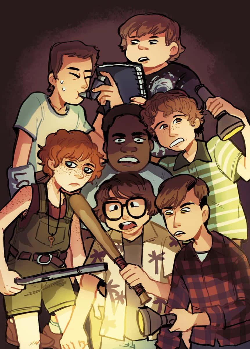 Losers Club, seven anxious young boys, dark space, SD Phone Wallpaper