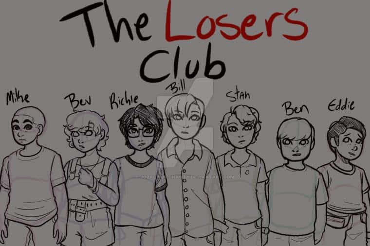 Losers Club, seven boys, sketch-style illustration, SD Desktop Wallpaper