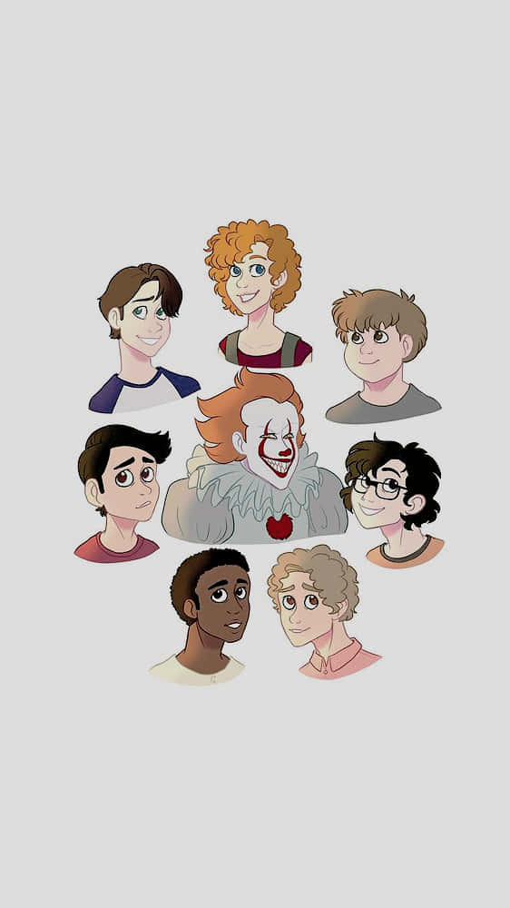 Losers Club, clown portrait, animated characters, SD Phone Wallpaper