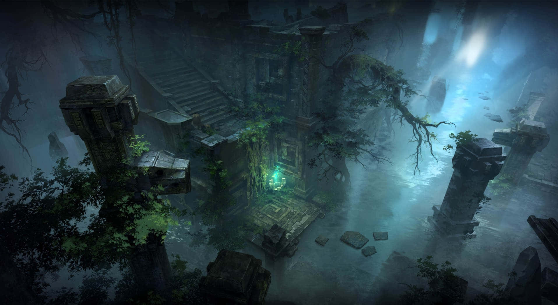 Lost Ark Game, ancient temple, vines, HD Desktop Wallpaper