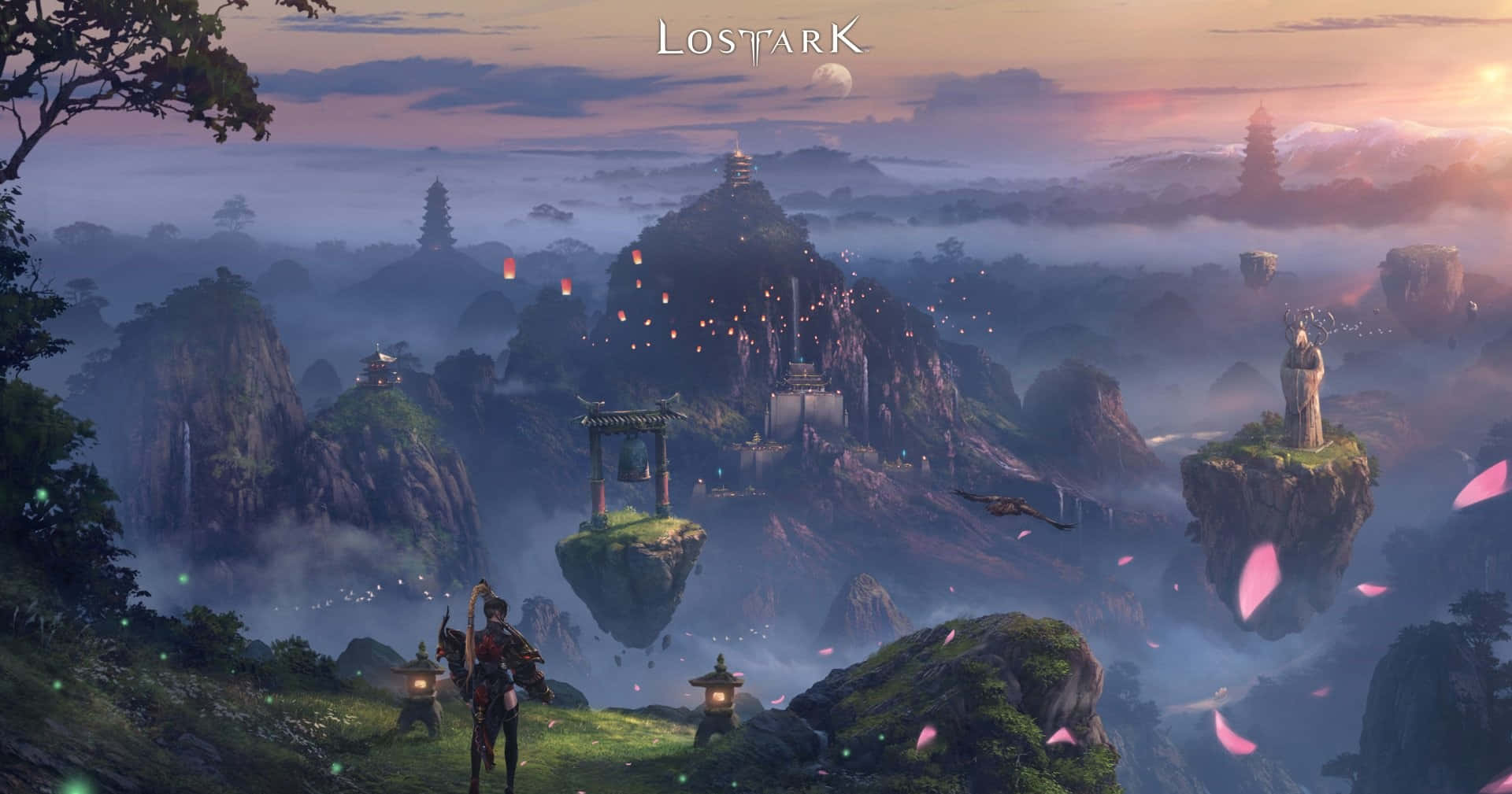 Lost Ark Game, fantasy warrior, misty cliff, Full HD Desktop Wallpaper