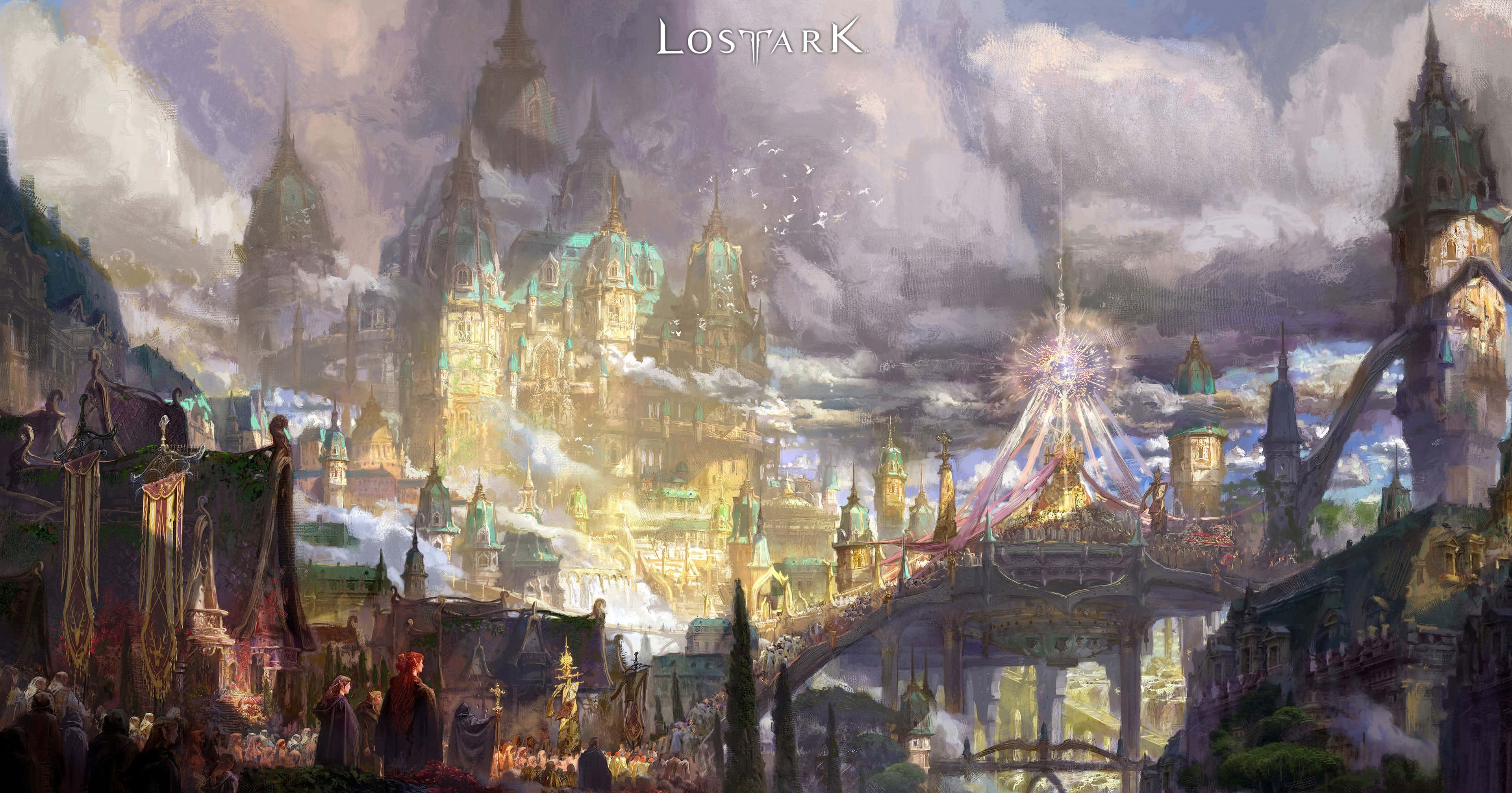 Lost Ark Game, fantasy city, towering spires, 4K Desktop Wallpaper
