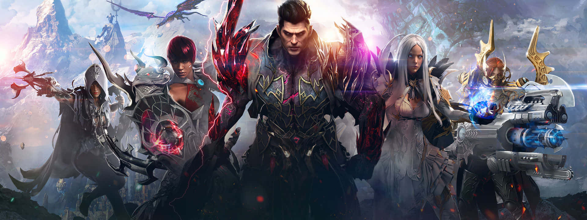 Lost Ark Game, fantasy gaming team, armored warriors, Full HD Desktop Wallpaper