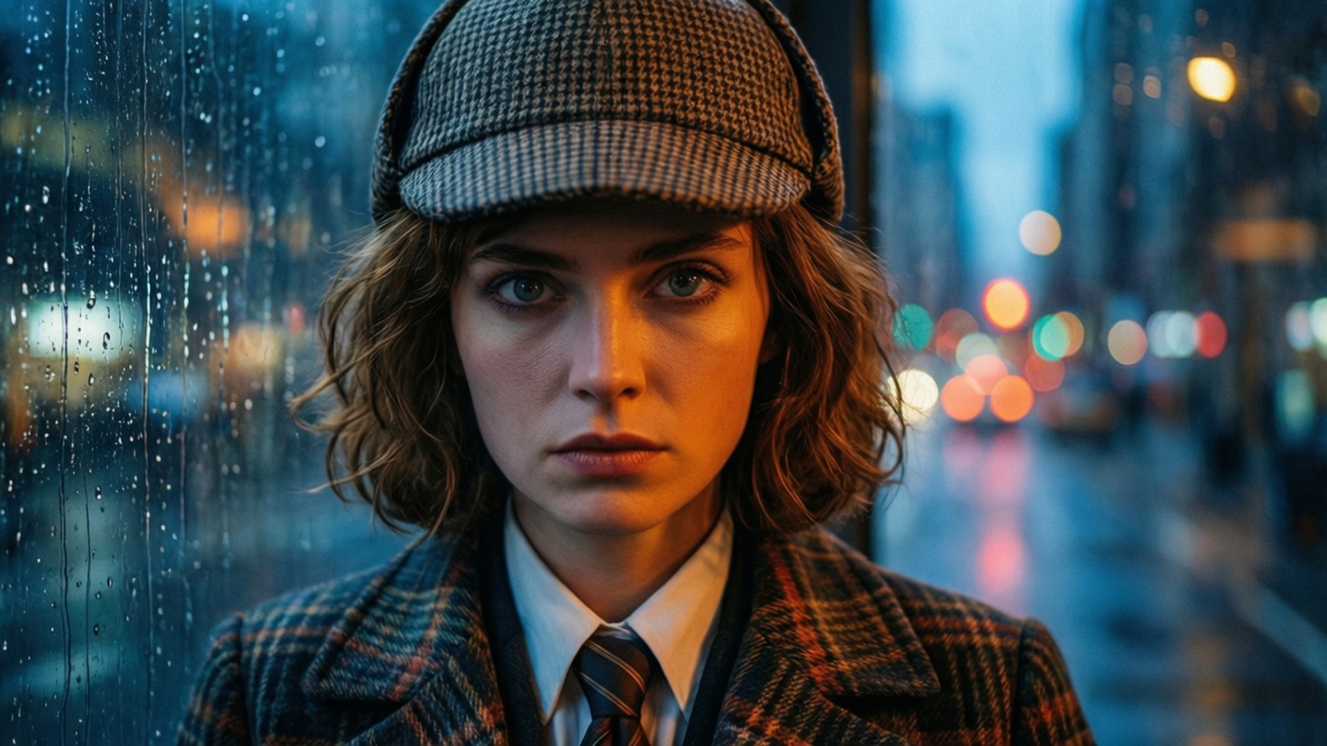 Lottie Baskerville, rainy night, close-up, Full HD Desktop Wallpaper