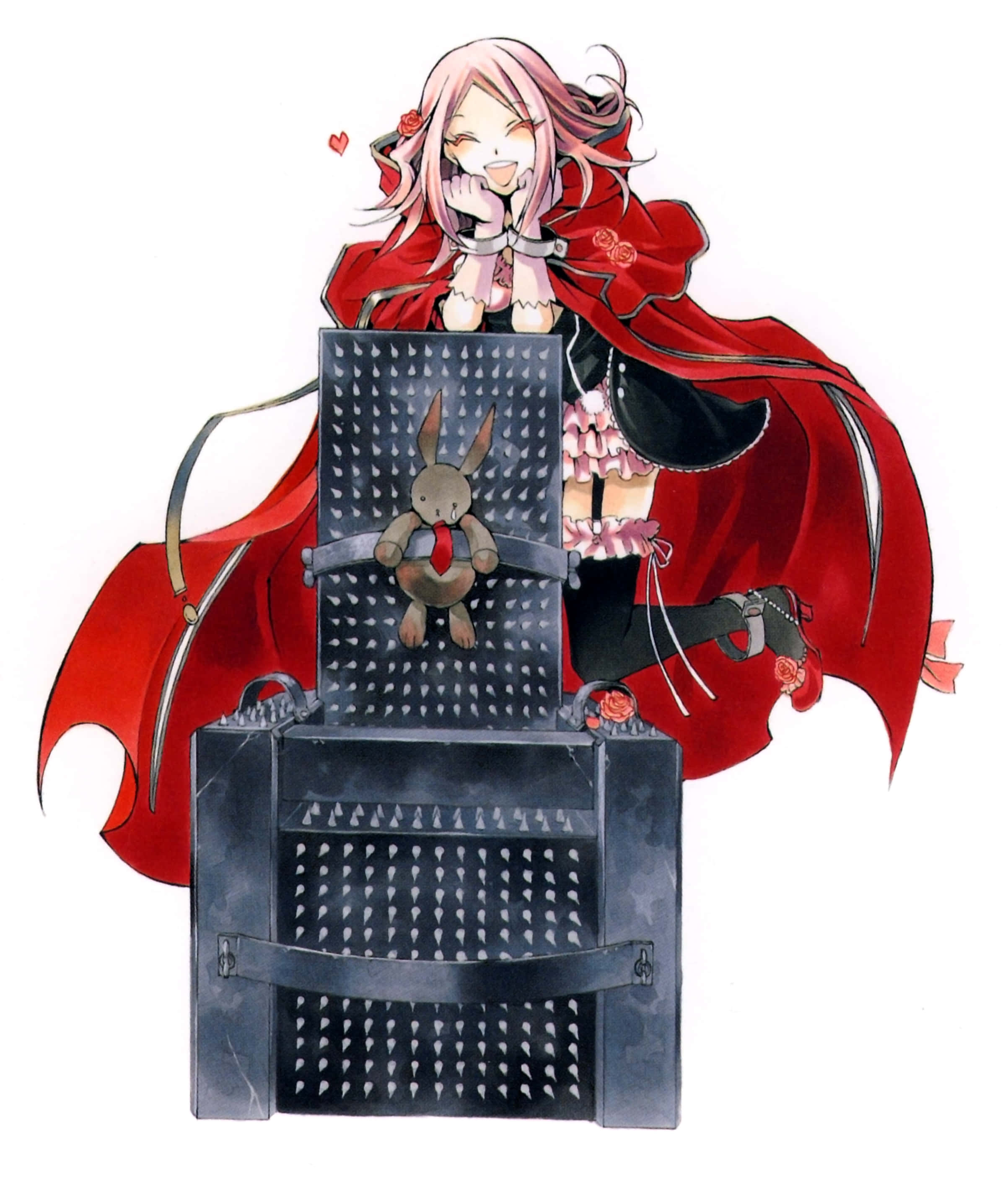 Lottie Baskerville, pink-haired anime girl, red cape, 2K Phone Wallpaper