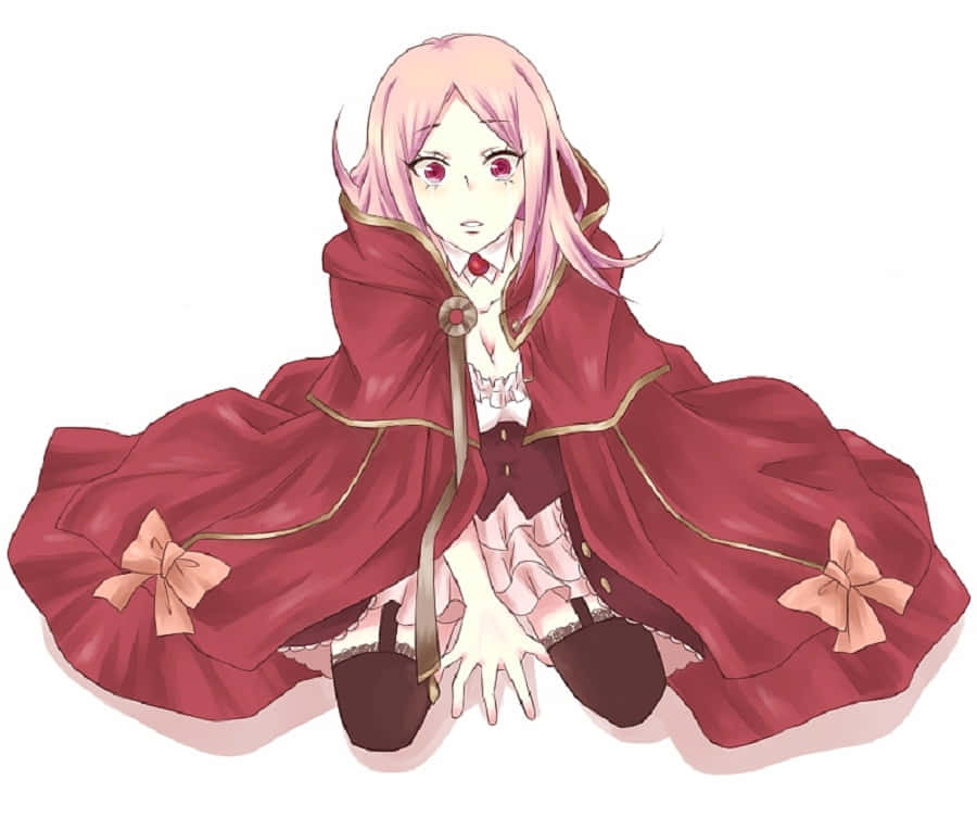 Lottie Baskerville, pink-haired anime girl, flowing red cloak, SD Desktop Wallpaper