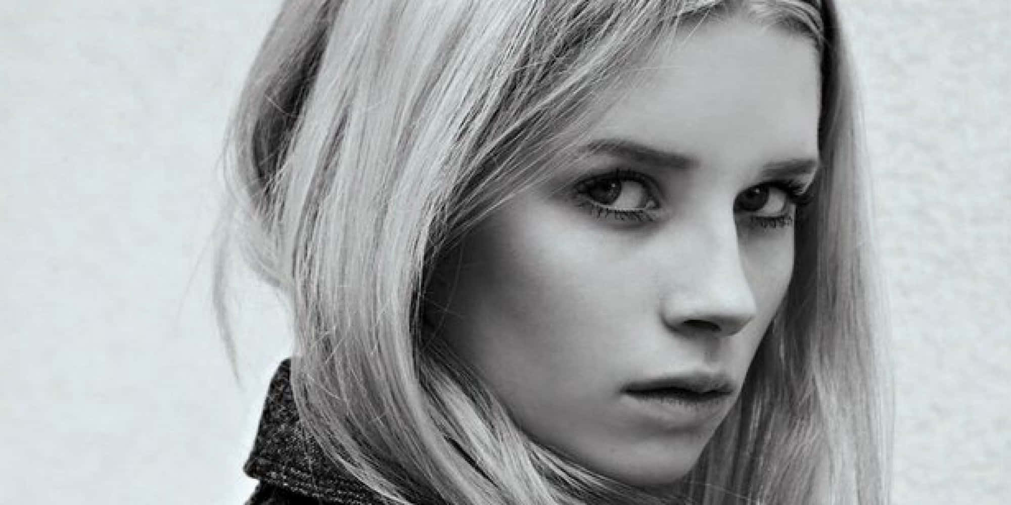 Lottie Moss, black and white portrait, young woman, Full HD Desktop Wallpaper