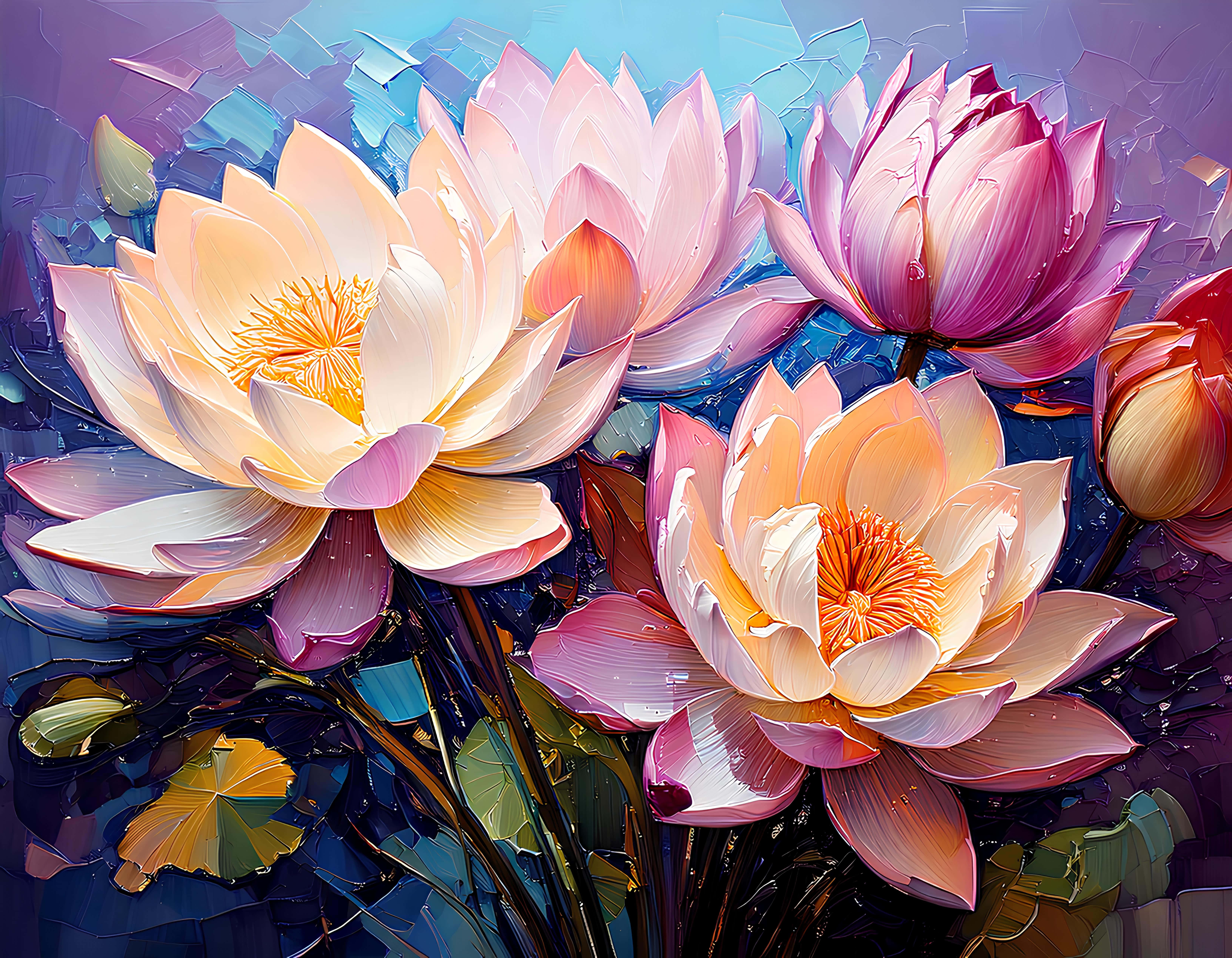 Lotus, lotus flowers, soft pinks, 5K Desktop Wallpaper