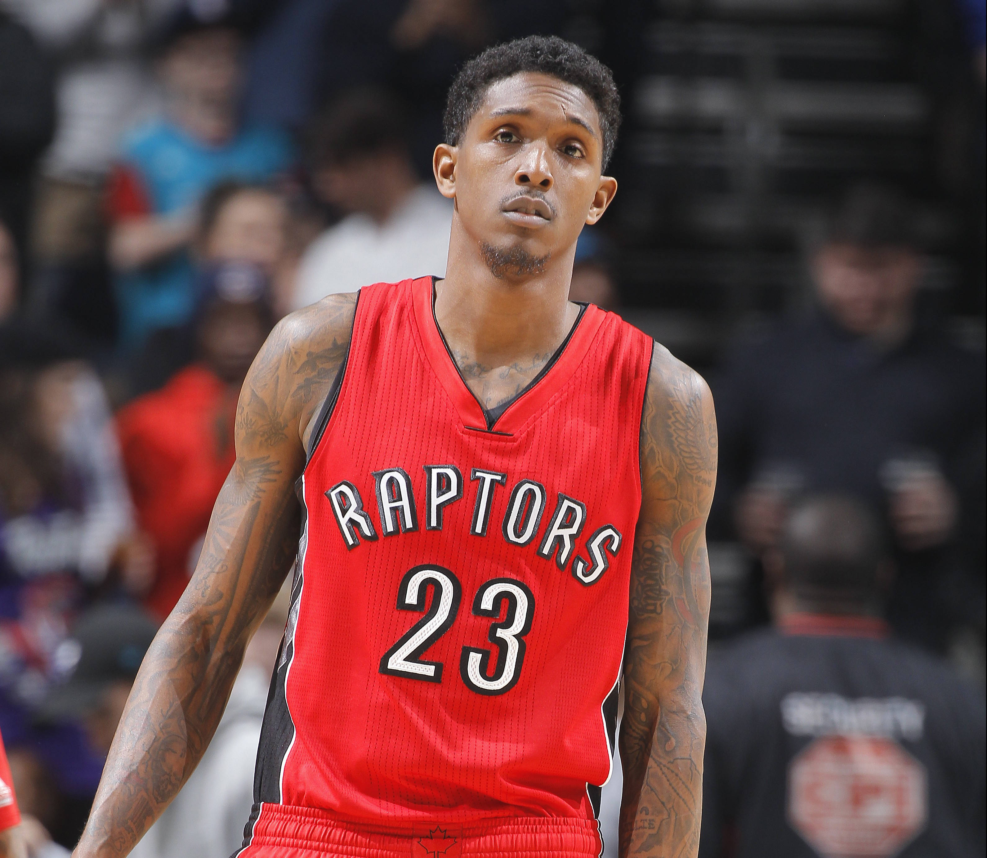 Lou Williams, bright red Raptors jersey, number 23, 2K Desktop Wallpaper
