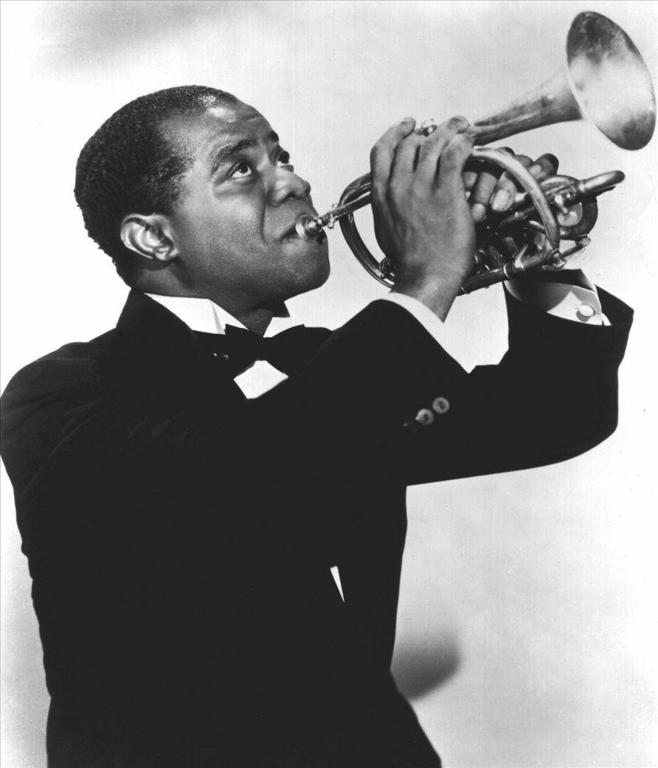 Louis Armstrong, trumpet, tuxedo, SD Phone Wallpaper