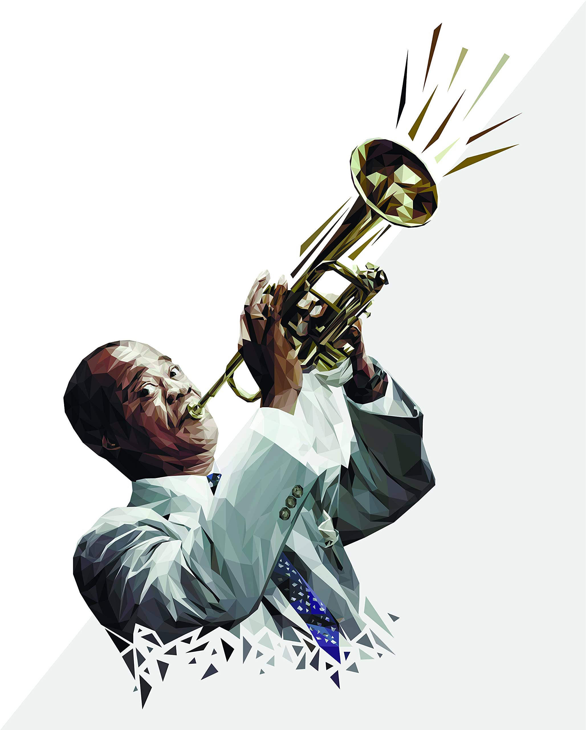 Louis Armstrong, jazz trumpeter, golden sound bursts, 2K Phone Wallpaper