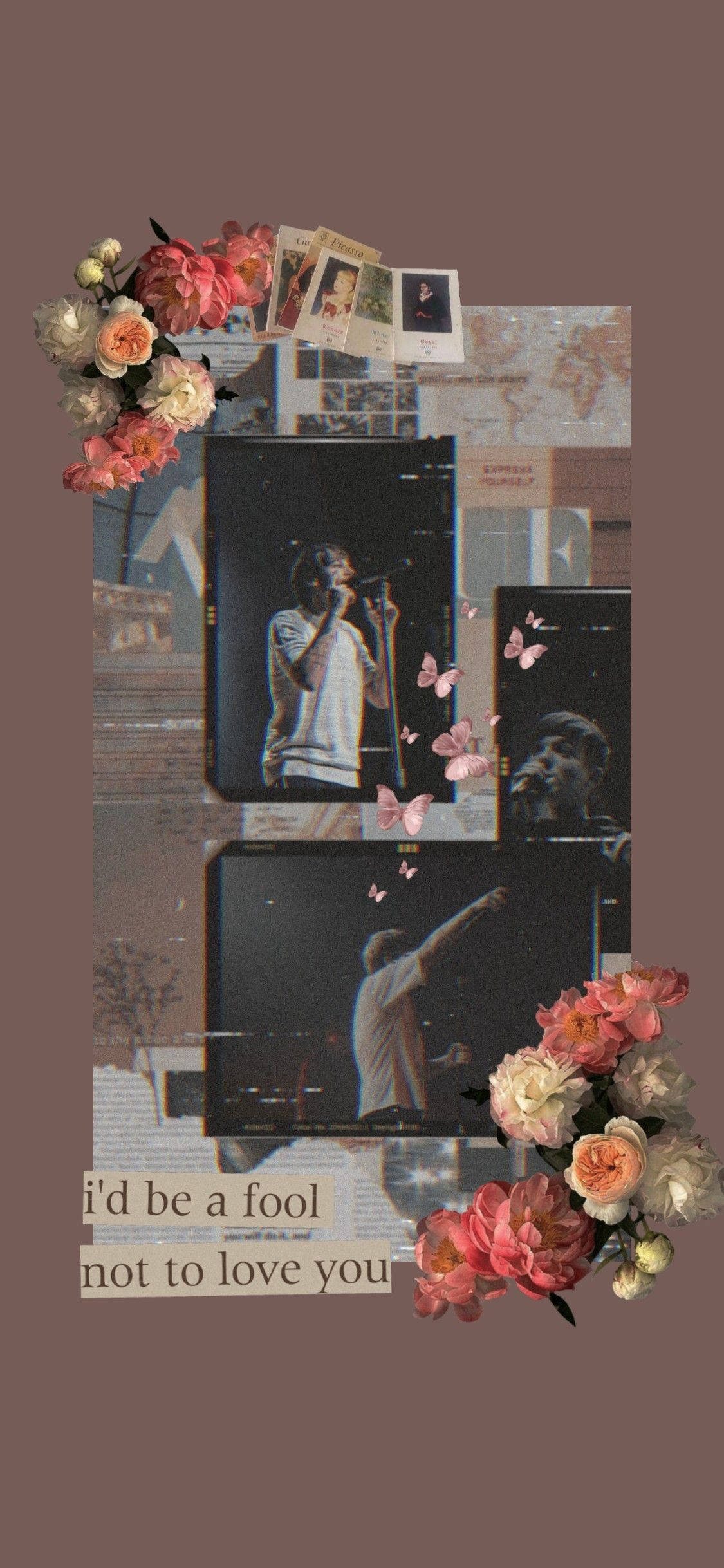 Louis Tomlinson, pink and white flowers, butterflies, Full HD Phone Wallpaper