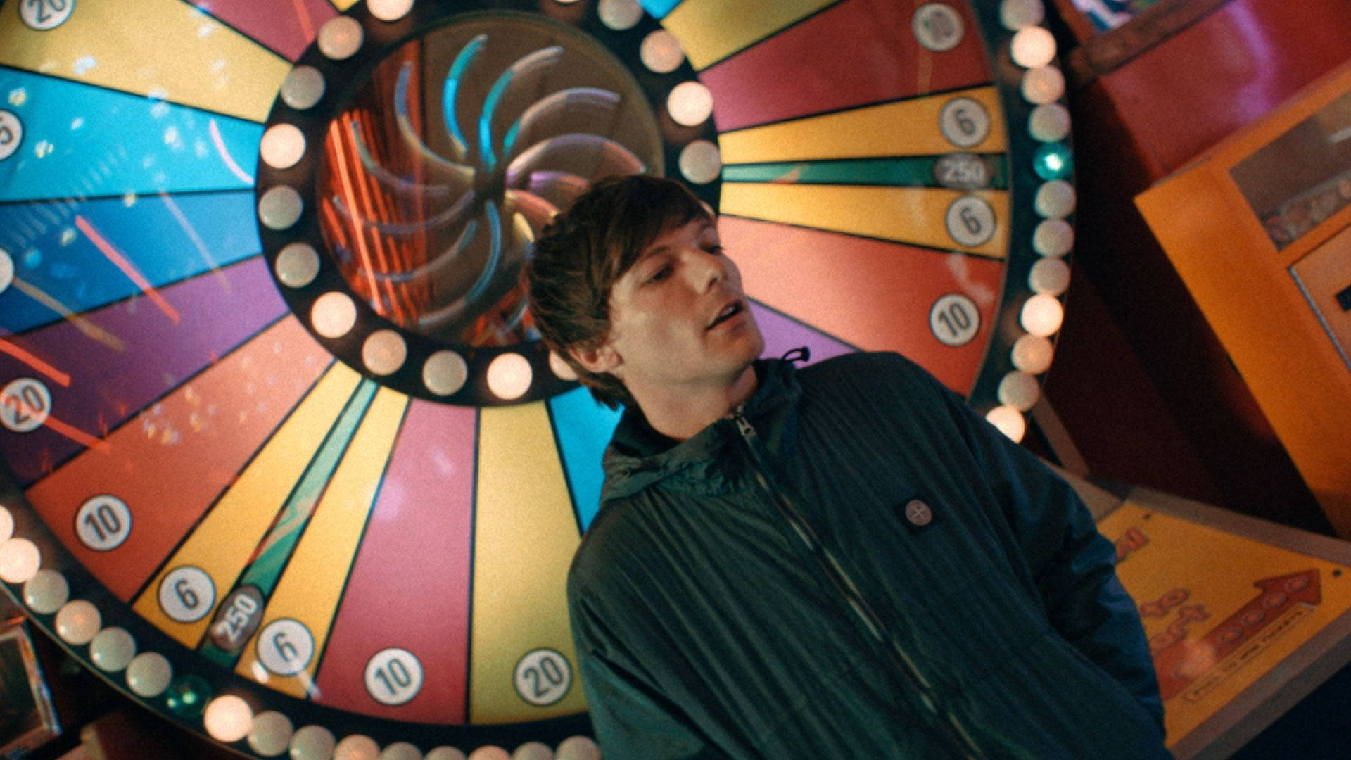 colorful game show wheel, glowing bulbs, numbered sections, Full HD Desktop Wallpaper