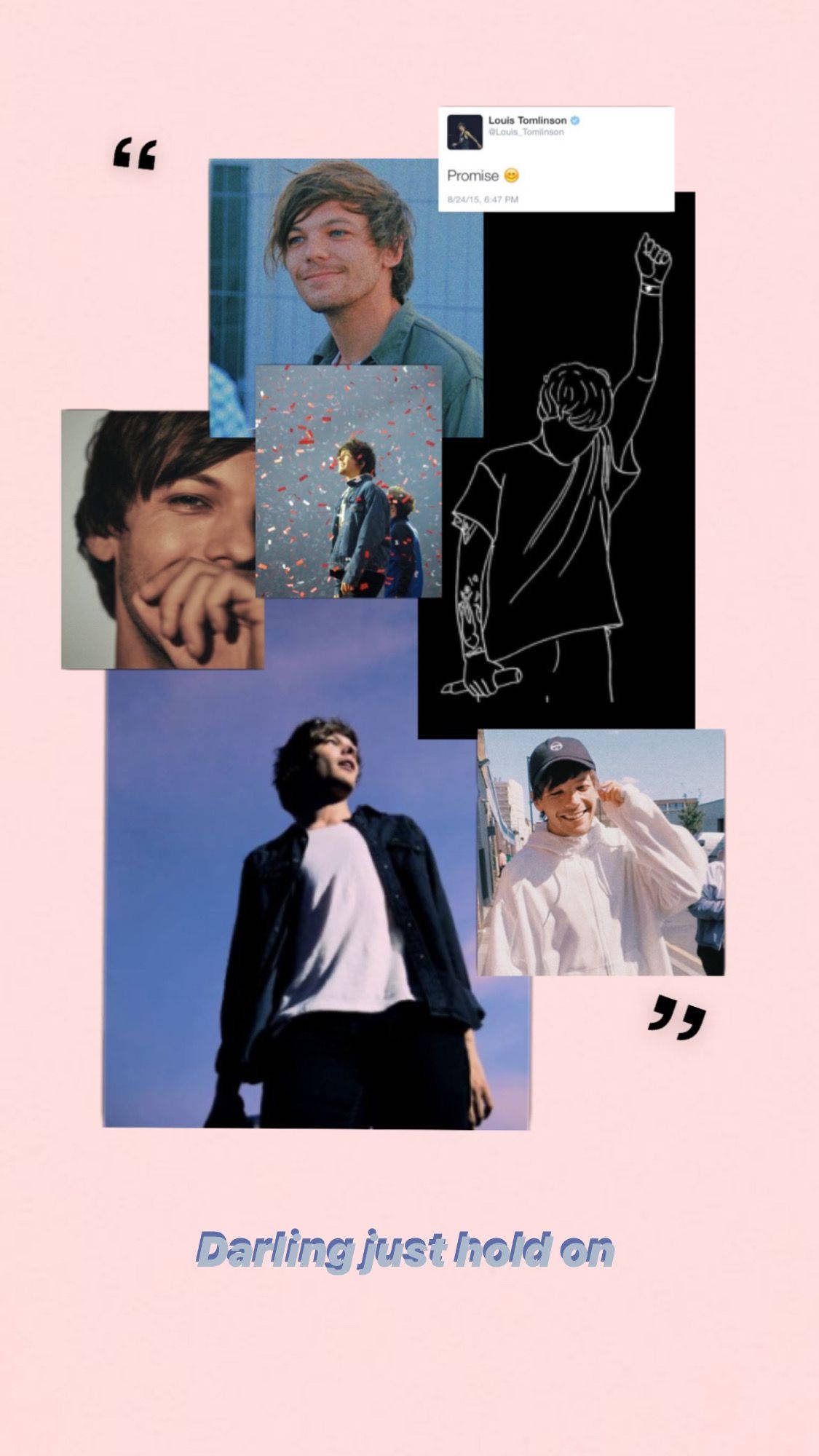 Louis Tomlinson, pink background, quote, Full HD Phone Wallpaper