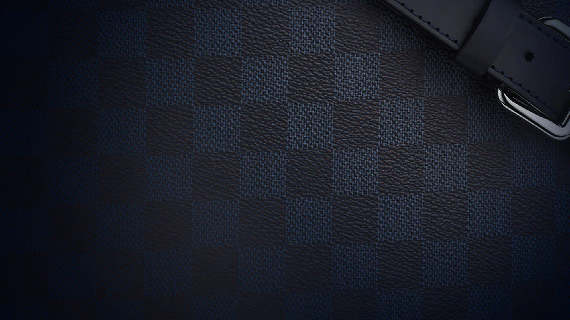 Louis Vuitton, dark blue checkered leather, black leather strap, Full HD Desktop Wallpaper