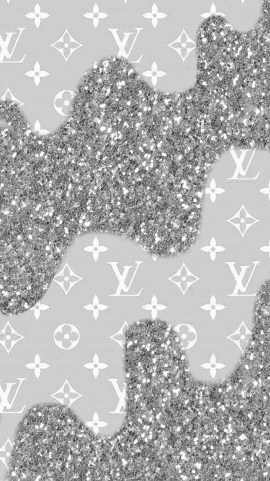 Louis Vuitton, monogram pattern, glittery silver, HD Phone Wallpaper