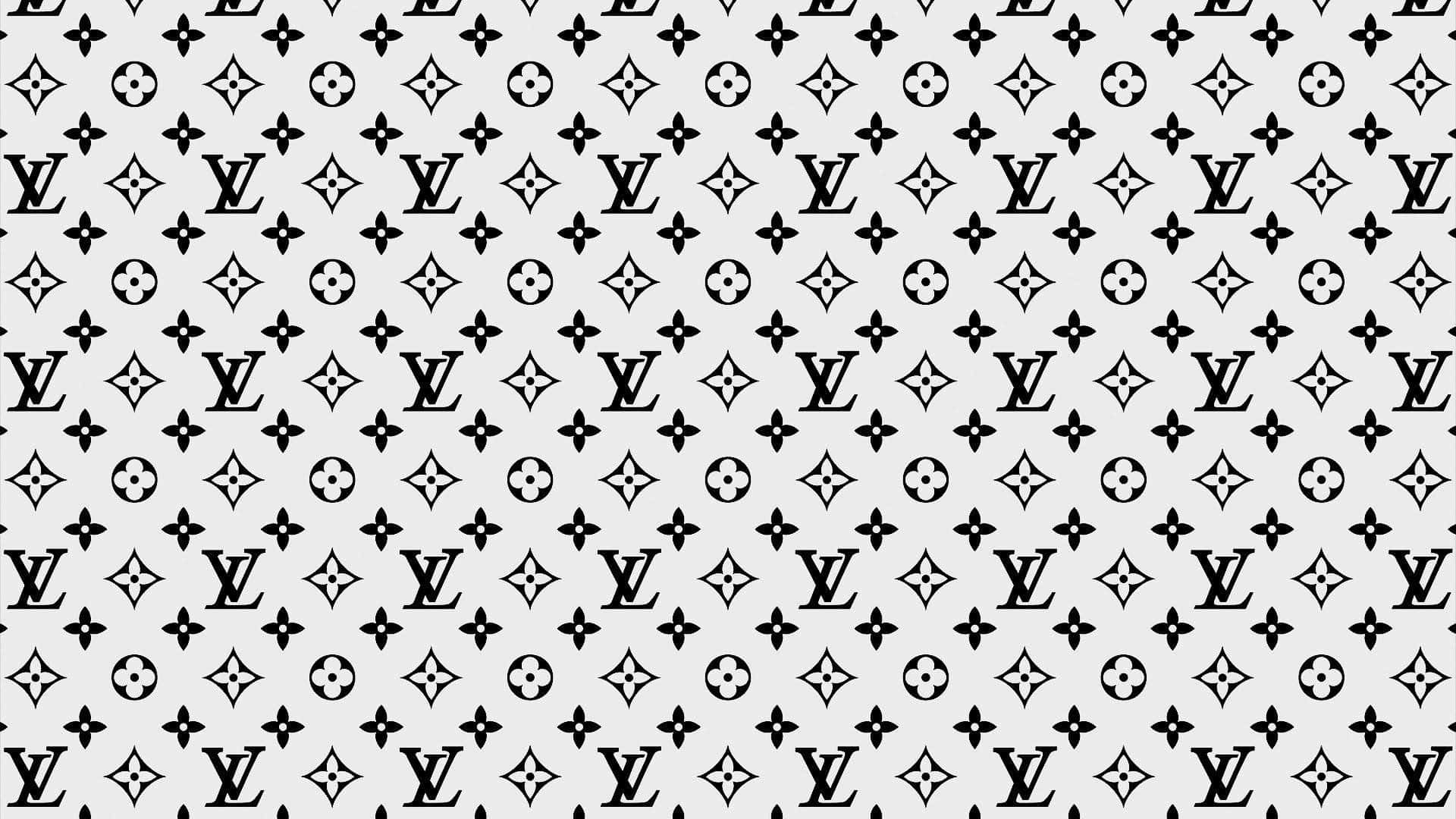 Louis Vuitton, black and white Louis Vuitton monogram pattern, light gray background, Full HD Desktop Wallpaper