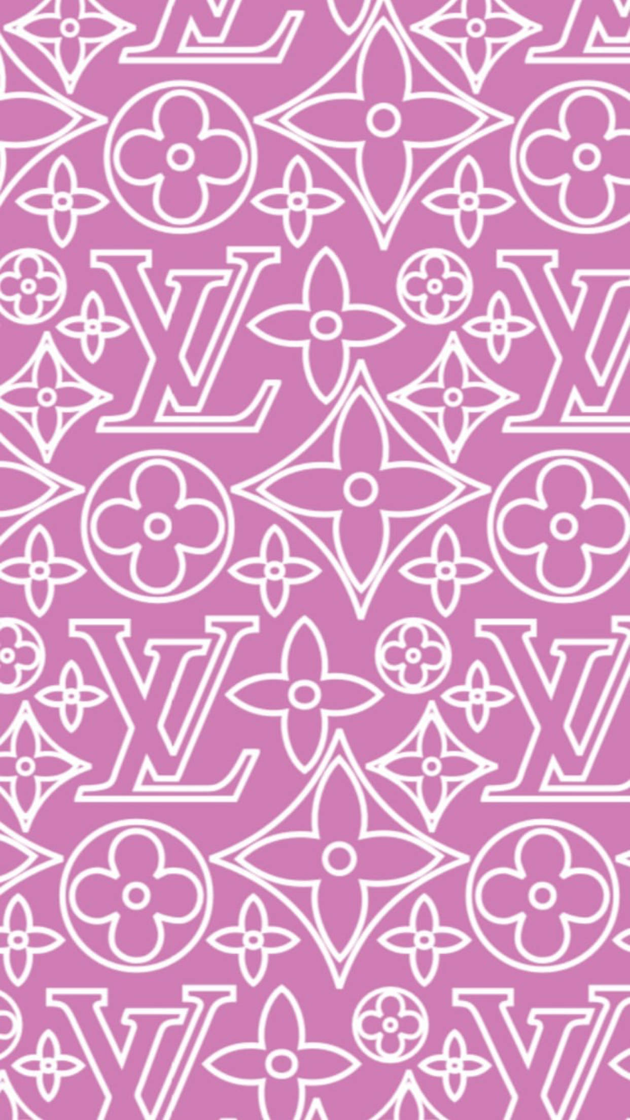 Louis Vuitton, pink background, white Louis Vuitton monogram patterns, Full HD Phone Wallpaper
