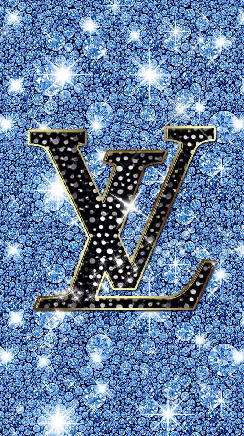 Louis Vuitton, blue hues, black and gold LV monogram logo, HD Phone Wallpaper