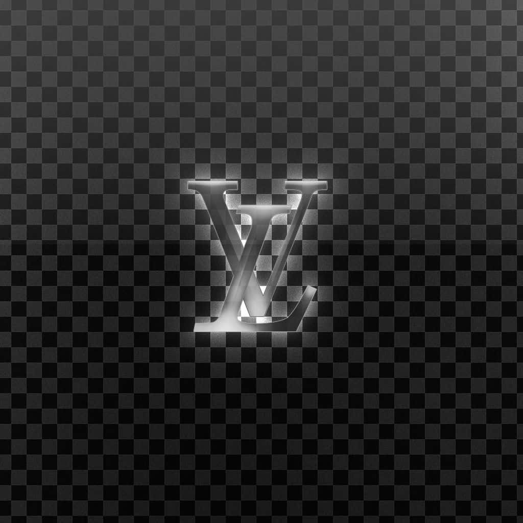 Louis Vuitton, metallic monogram logo, transparent checkerboard background, SD Desktop Wallpaper