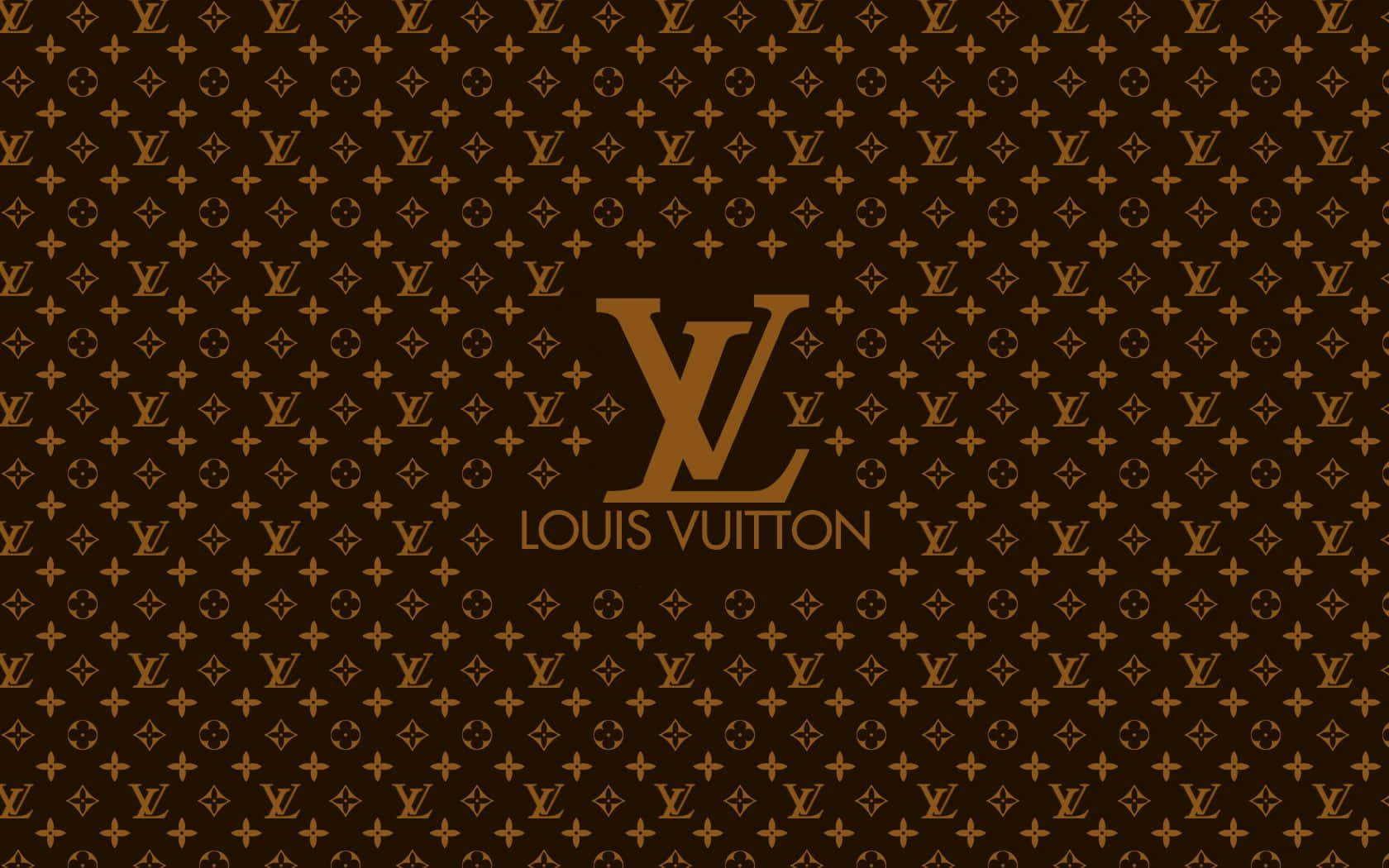 Louis Vuitton, monogram pattern, brown and gold, HD Desktop Wallpaper