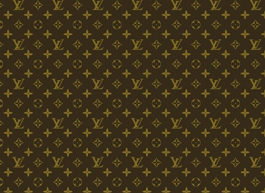 Louis Vuitton, gold LV logos, floral motifs, SD Desktop Wallpaper