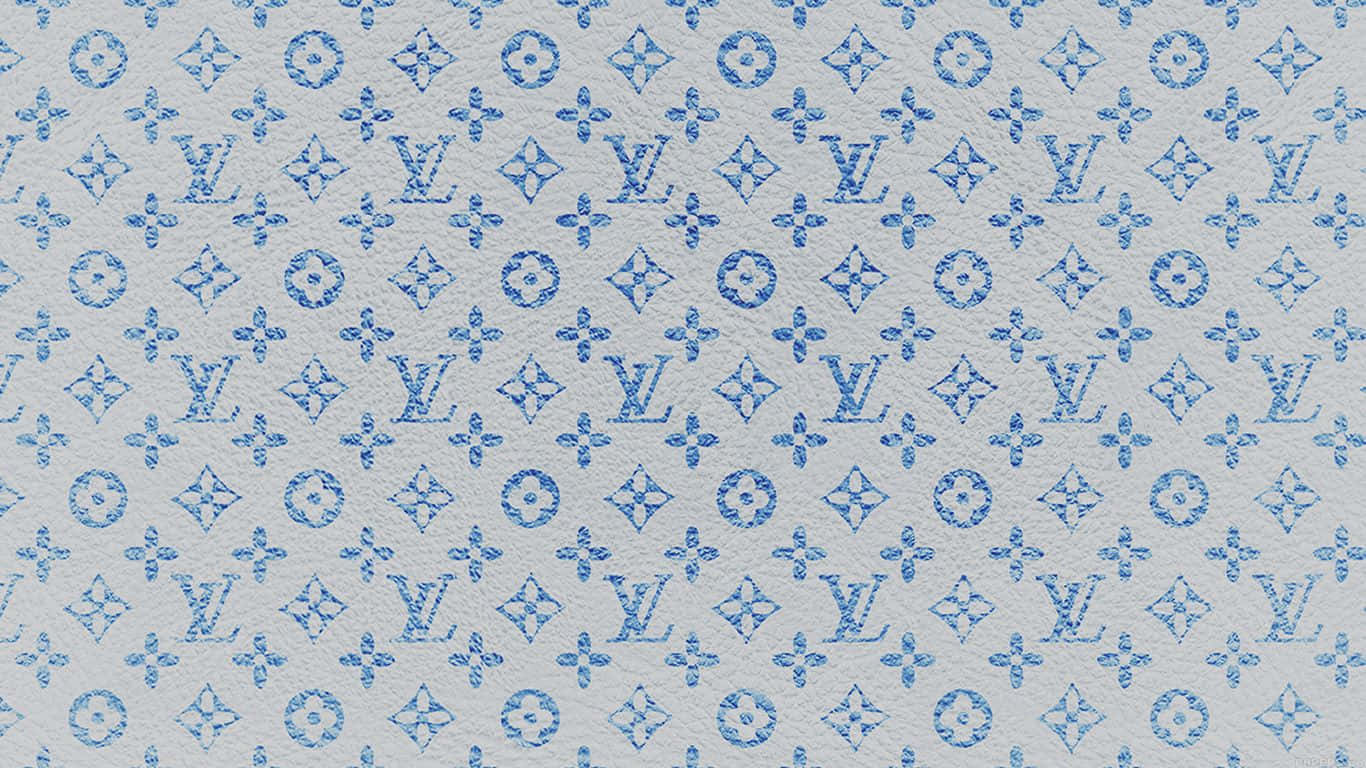 Louis Vuitton, blue monogram pattern, textured light gray leather, HD Desktop Wallpaper
