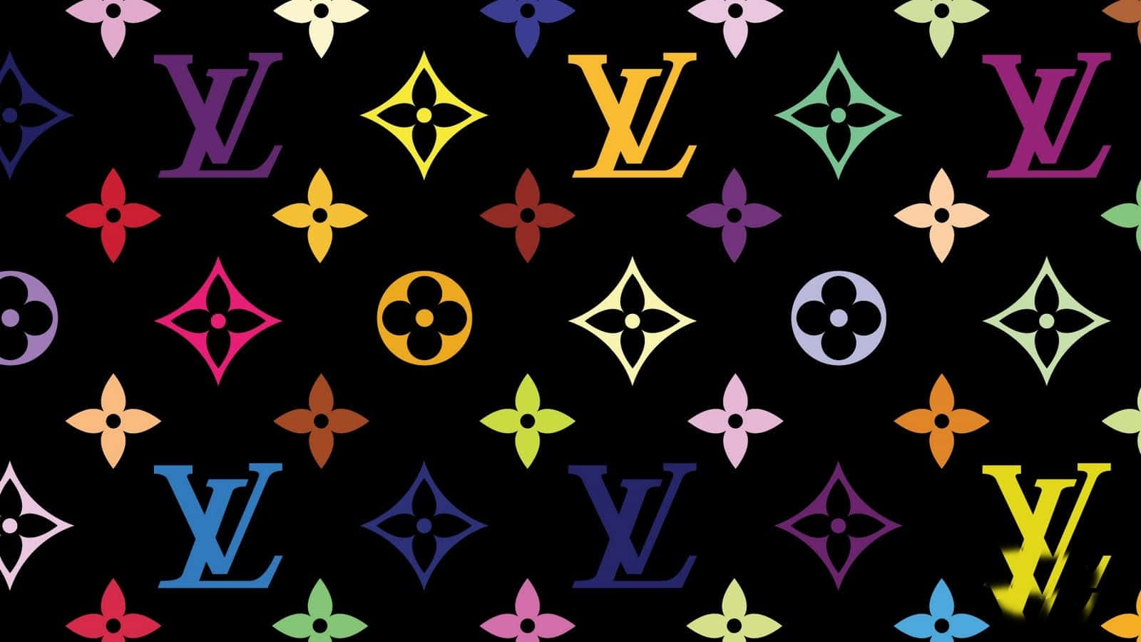 Louis Vuitton, monogram, flower motifs, HD Desktop Wallpaper