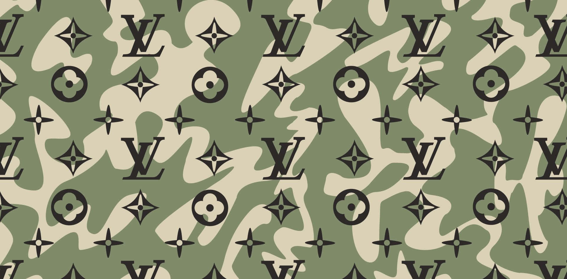 Louis Vuitton, monogram logos, olive green, Full HD Desktop Wallpaper