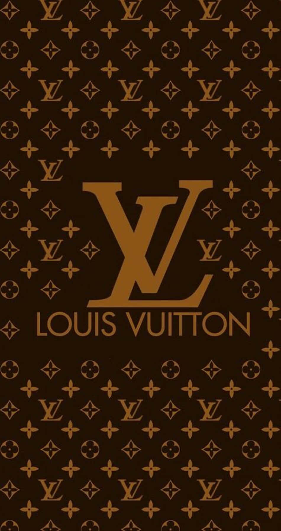 Louis Vuitton, gold Louis Vuitton logo, repeating monogram pattern, HD Phone Wallpaper