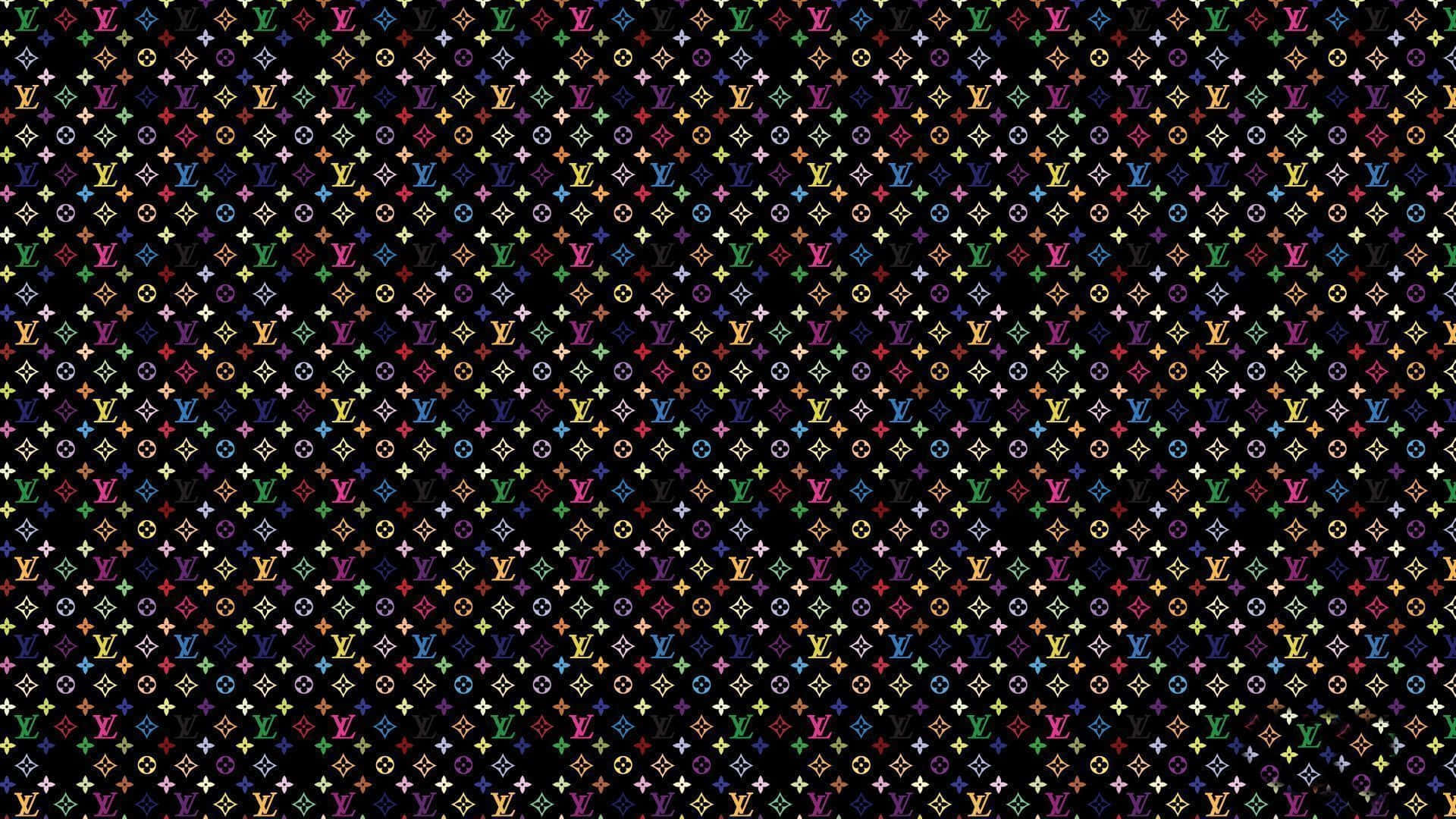 Louis Vuitton, monogram pattern, black background, Full HD Desktop Wallpaper