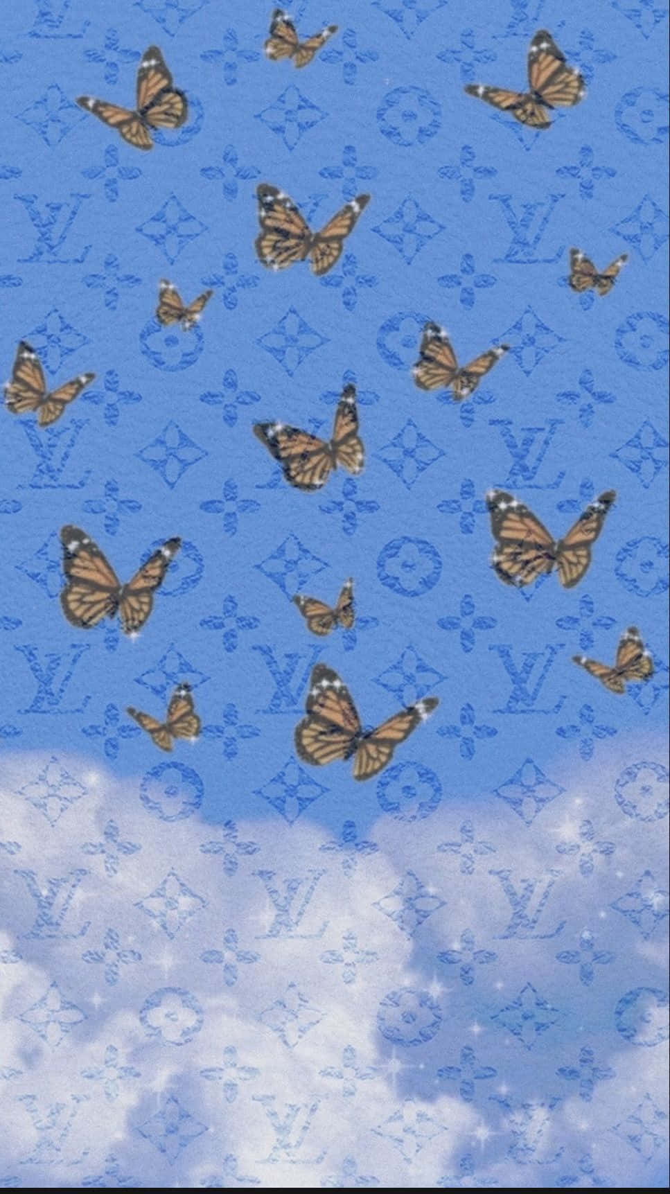 Louis Vuitton, blue, monarch butterflies, HD Phone Wallpaper
