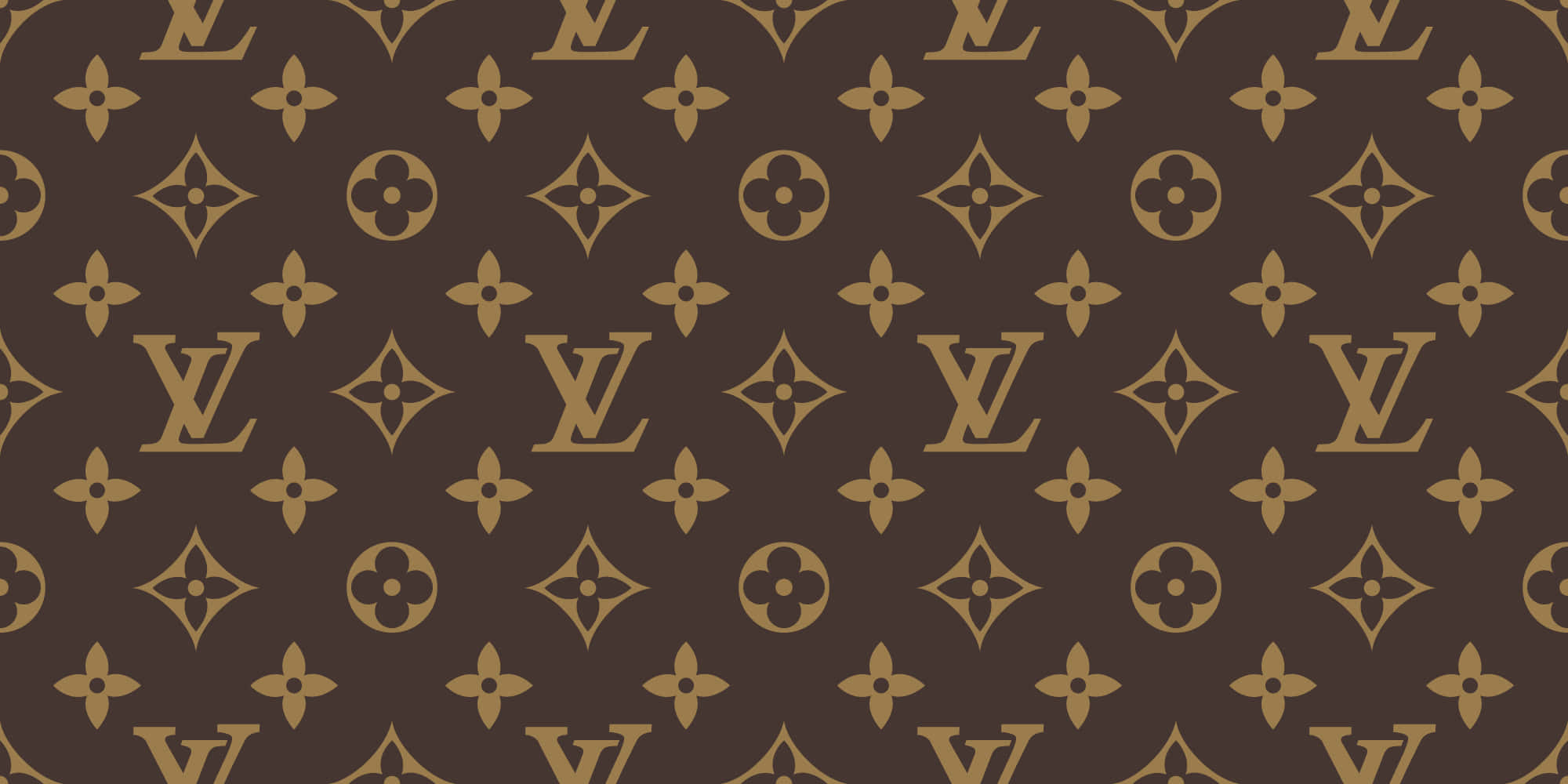 Louis Vuitton, brown and gold, monogram pattern, Full HD Desktop Wallpaper