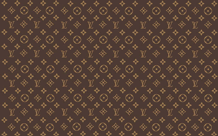 Louis Vuitton Pattern, gold monogram logos, floral motifs, SD Desktop Wallpaper