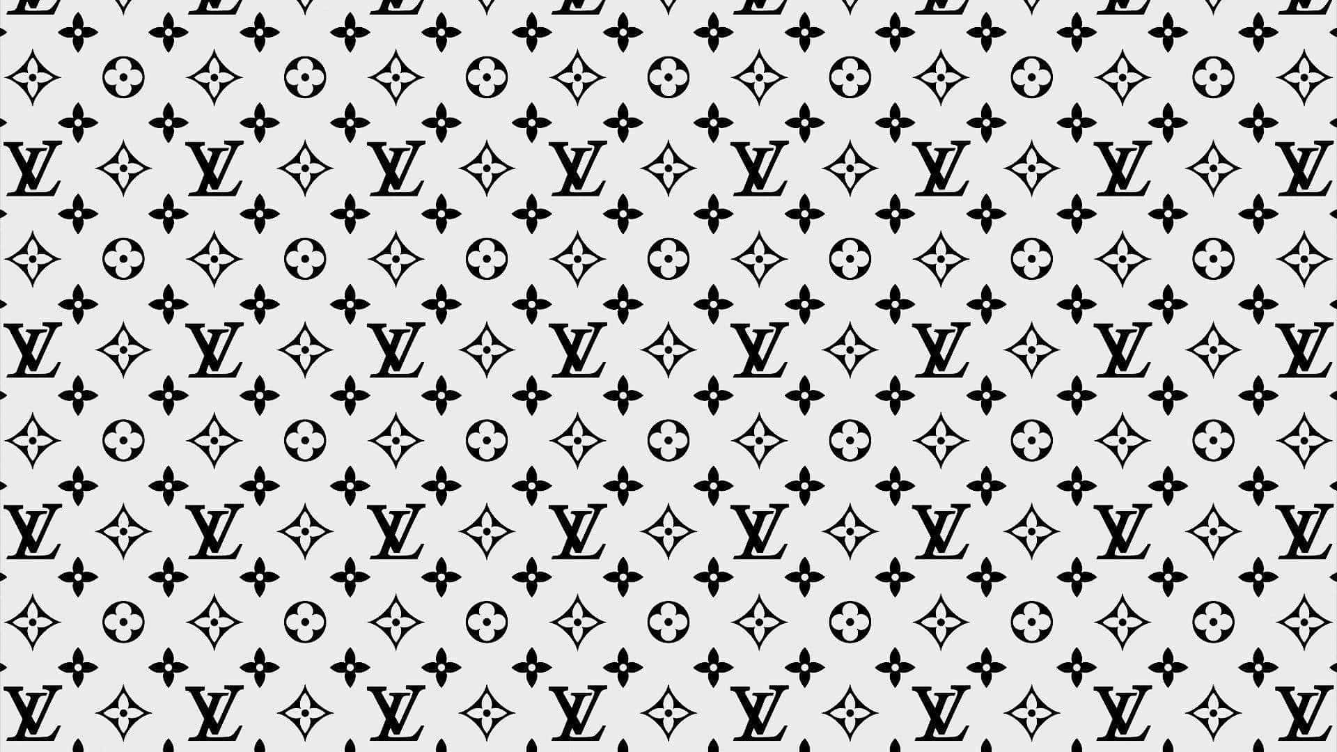 Louis Vuitton, monochrome pattern, floral motifs, Full HD Desktop Wallpaper