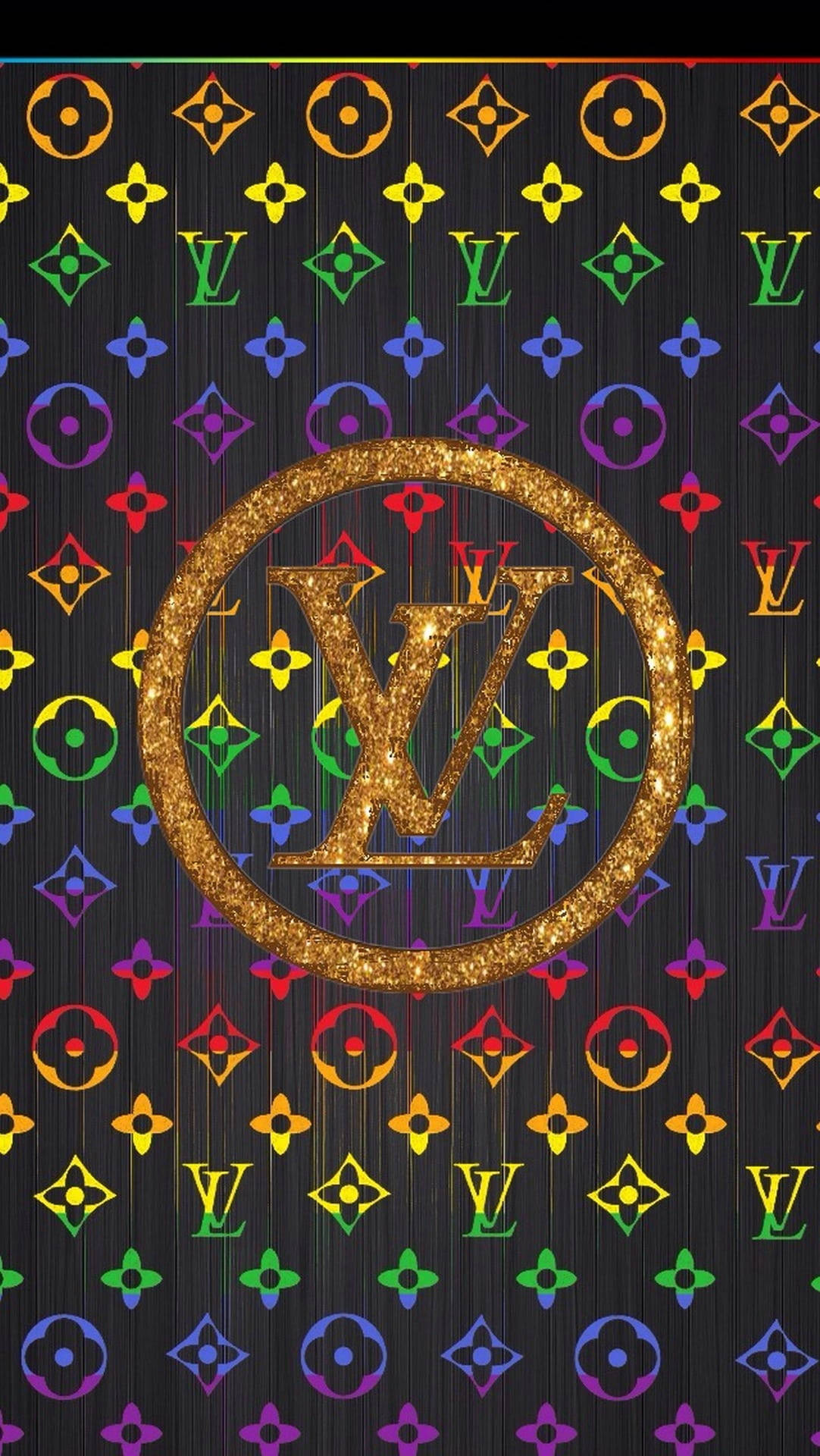 Louis Vuitton, gold Louis Vuitton logo, dark background, Full HD Phone Wallpaper