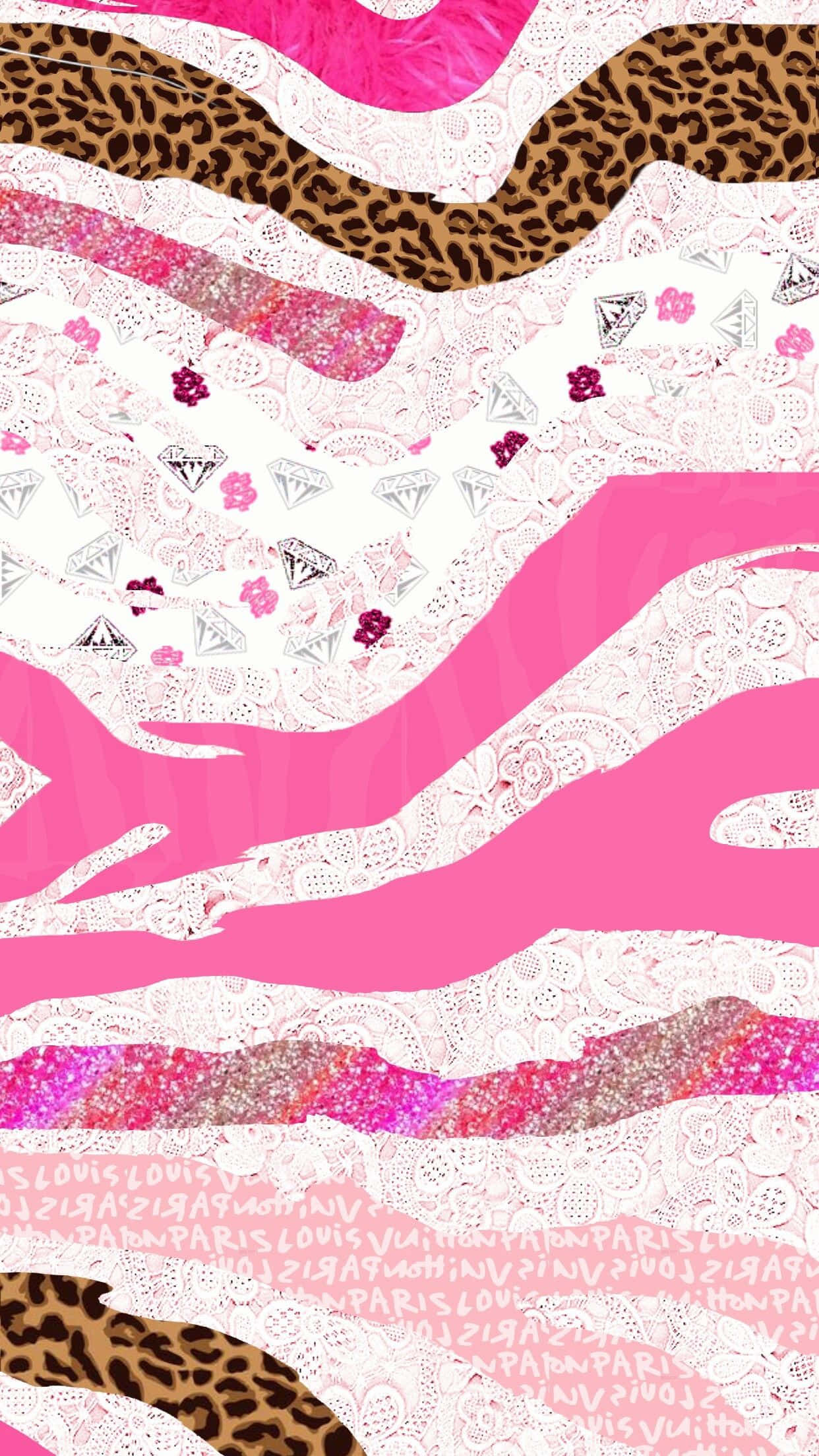 Louis Vuitton Pink, leopard print, lace, Full HD Phone Wallpaper
