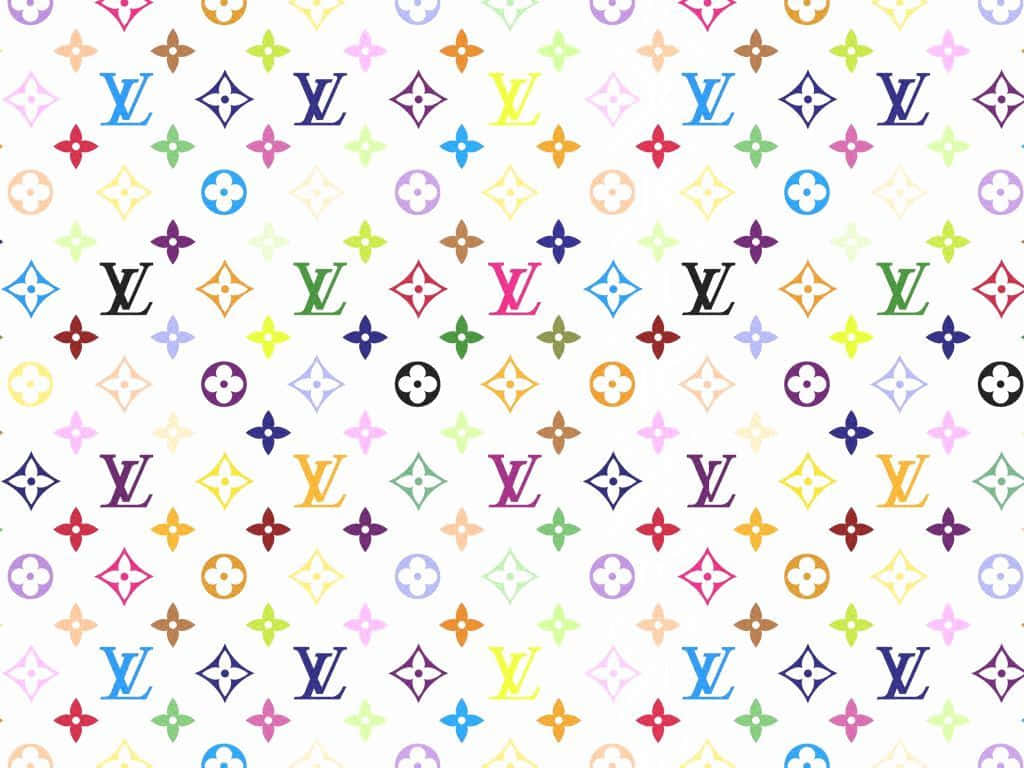 Louis Vuitton, monogram logos, white background, SD Desktop Wallpaper