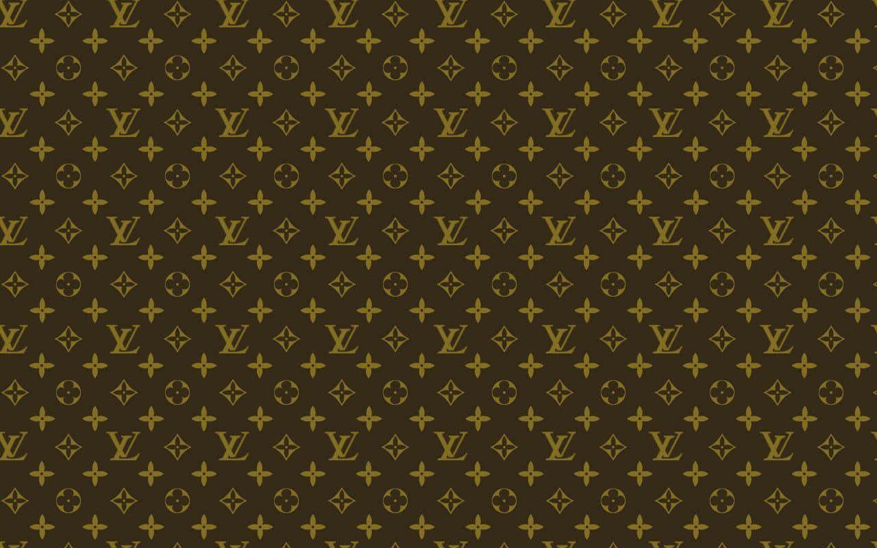 Louis Vuitton Print, gold LV logos, quatrefoils, HD Desktop Wallpaper